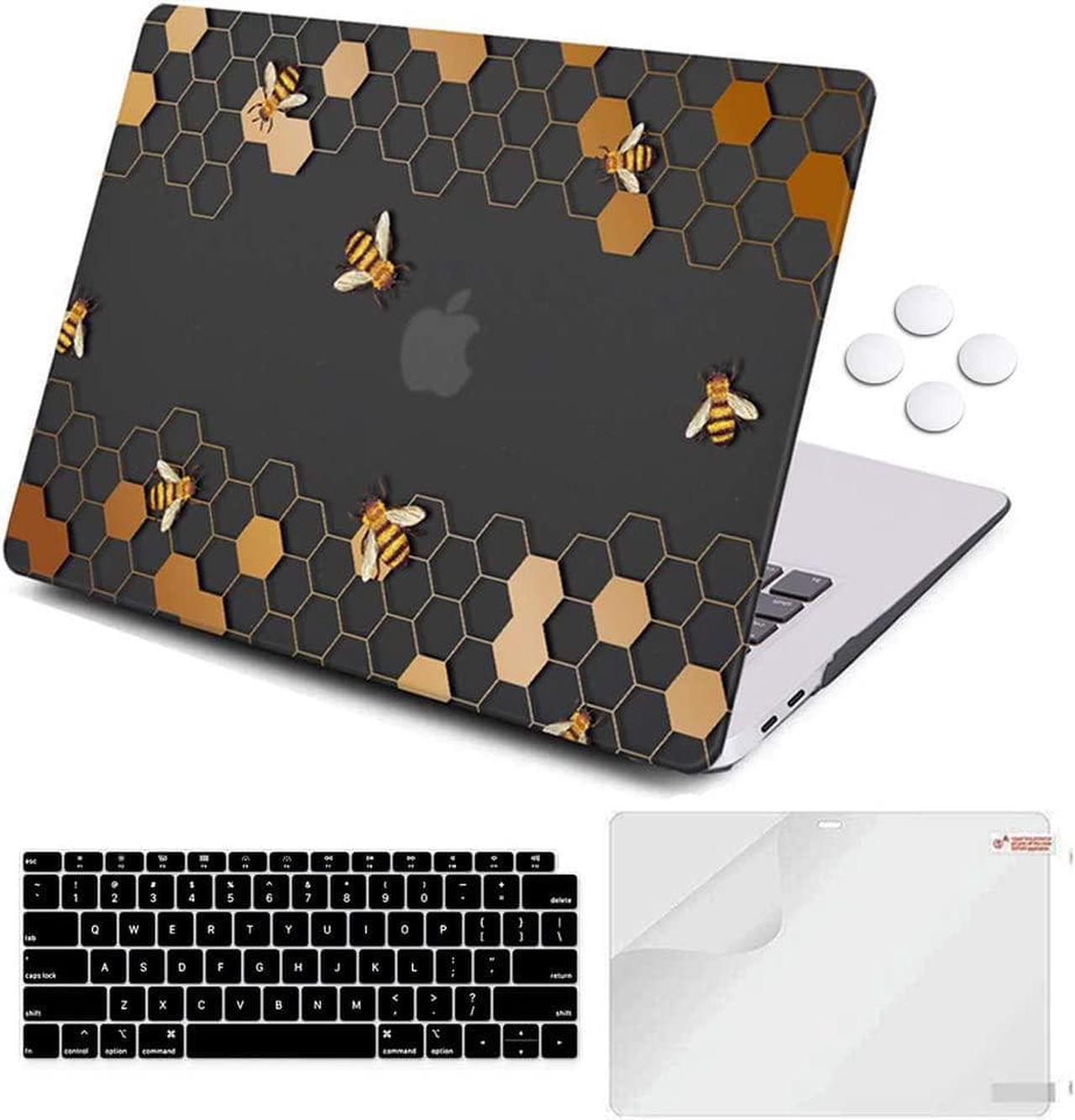 iCasso MacBook Air 13 inch Case 2020 2019 2018 Release A2337 M1/A2179/A1932, Plastic Hard Shell Case and Keyboard Cover Only Compatible Newest MacBook Air 13'' with Touch ID Retina Display - Bee