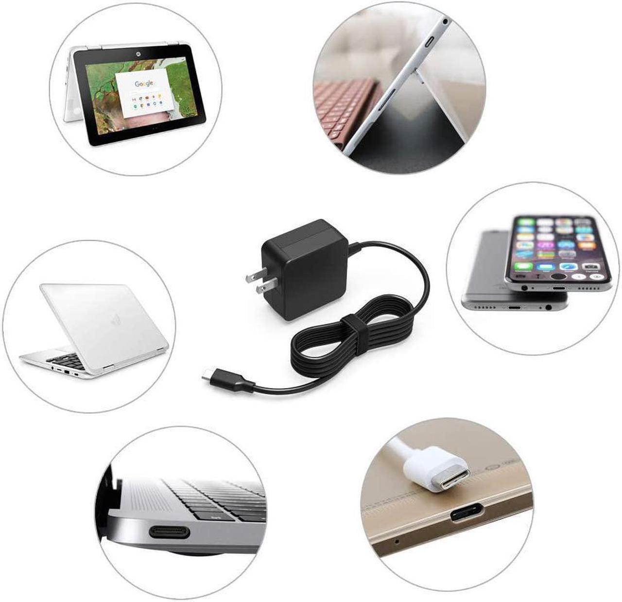 Alt view image 6 of 7 - Type C AC Charger Fit for Acer Chromebook R13 317 CB5-312T CB317-1H CB713-1W CB5-312T-K8Z9 CB5-312T-K40U CB5-312T-K62F CB5-312T-K0YQ CB317-1H-C994 CB317-1HT-P5PF USB Laptop Power Supply Adapter Cord