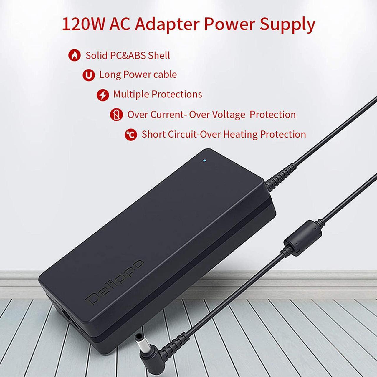 Alt view image 3 of 7 - Delippo 19.5V 6.15A 120W Replacement AC Adapter for Chicony A120A007L A12-120P1A A120A010L for MSI Gateway S-7310M, S-7320, MSI GS70 GL62 GE72 GE62 A12-120P1A