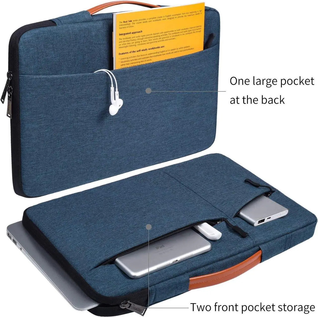 Alt view image 4 of 7 - 17.3 inch Laptop Briefcase Bag for HP Pavilion 17 Inch Laptop HP Envy 17 HP PROBOOK 17  G7 17.3  Inspiron 17  VivoBook 17  Aspire 17.3 Laptop Sleeve Case Navy Blue