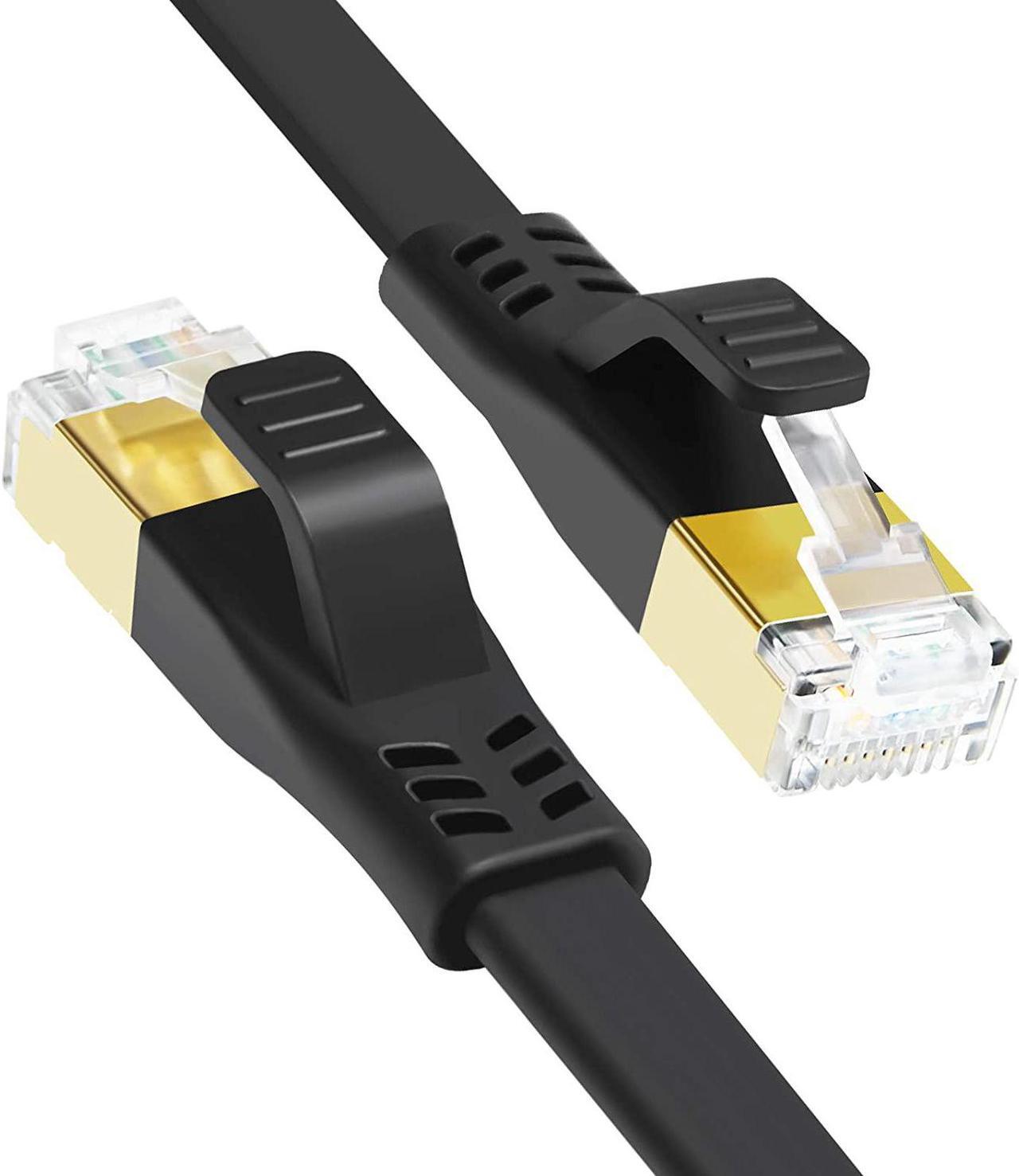 Main image of CAT 7 Ethernet Cable 35ft, High Speed 10Gbps Durable Solid Flat CAT7 Internet Network LAN Patch Cable with Snaglesss RJ45 Connector for Router, Xbox, Faster Than CAT5 CAT5e CAT6 (35ft Black)