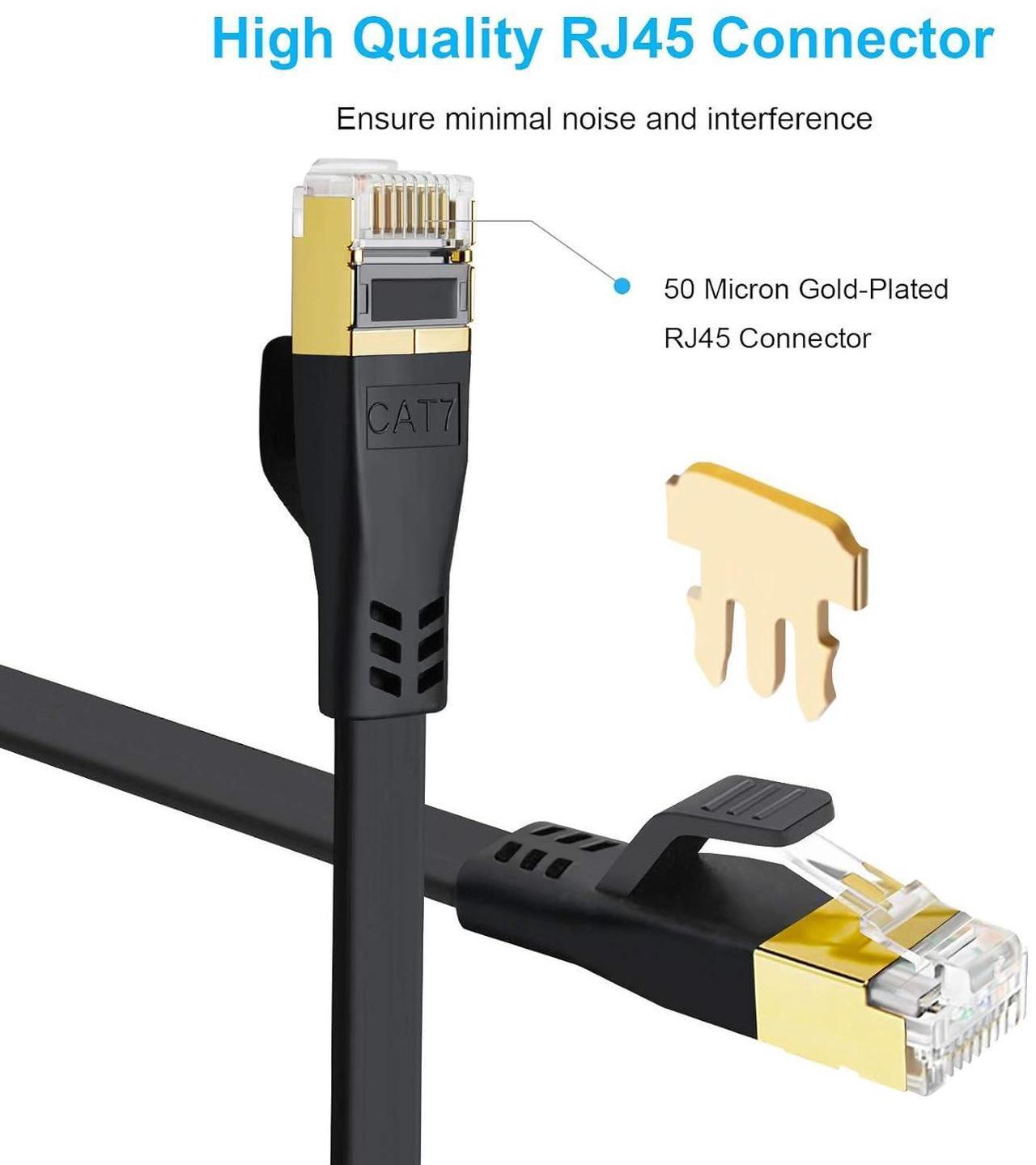 Alt view image 4 of 7 - CAT 7 Ethernet Cable 35ft, High Speed 10Gbps Durable Solid Flat CAT7 Internet Network LAN Patch Cable with Snaglesss RJ45 Connector for Router, Xbox, Faster Than CAT5 CAT5e CAT6 (35ft Black)