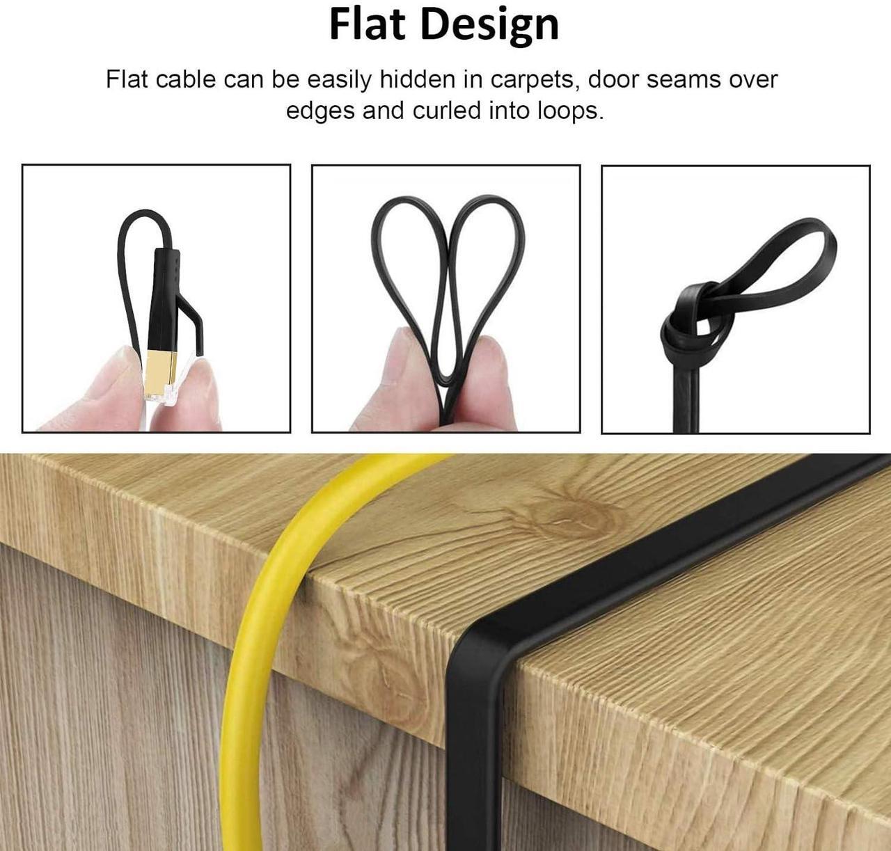 Alt view image 5 of 7 - CAT 7 Ethernet Cable 35ft, High Speed 10Gbps Durable Solid Flat CAT7 Internet Network LAN Patch Cable with Snaglesss RJ45 Connector for Router, Xbox, Faster Than CAT5 CAT5e CAT6 (35ft Black)