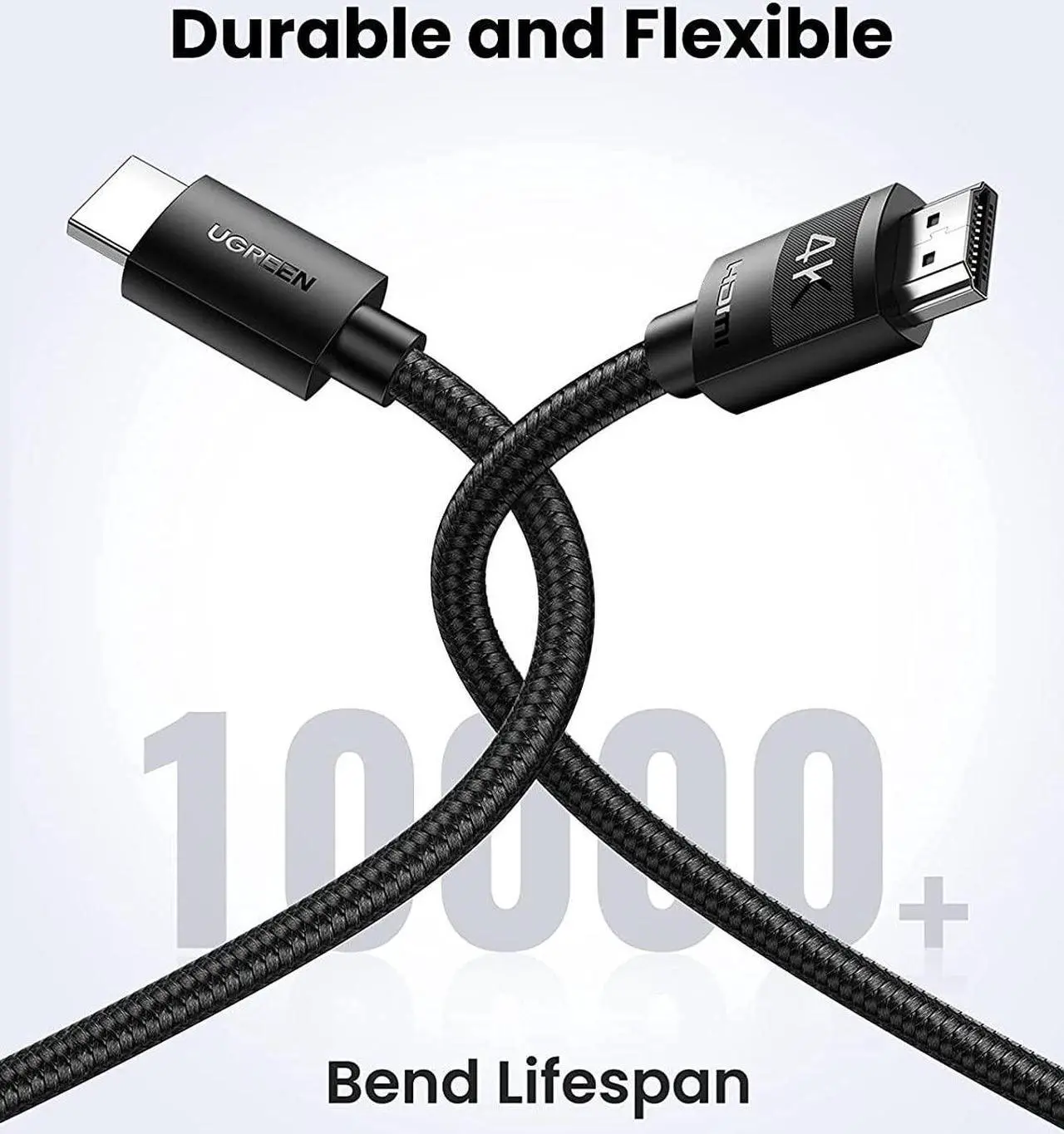Alt view image 7 of 7 - UGREEN 4K HDMI Cable High Speed HDMI Cord Nylon Braided 18Gbps with Ethernet Support 4K 60HZ HDR ARC Compatible with PS5 PS4 Blu-ray UHD TV Monitor Computer Xbox 360, TV Stick, Laptop, 15FT