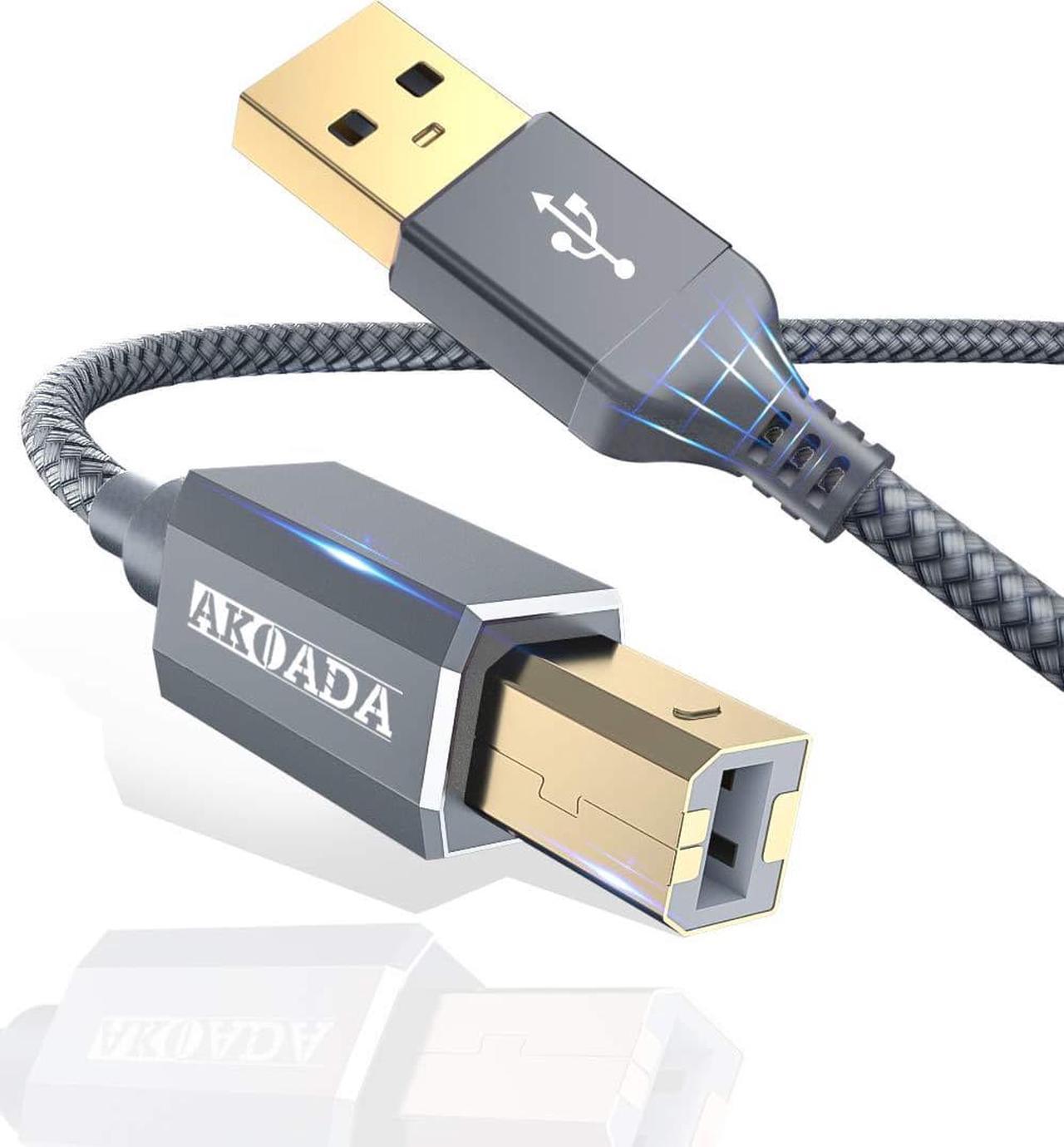 USB 2.0 Printer Cable 20 Feet, AkoaDa USB Type A Male to B Male Printer Scanner Cord High Speed Compatible with HP, Canon, Dell, Epson, Lexmark, Xerox, and More