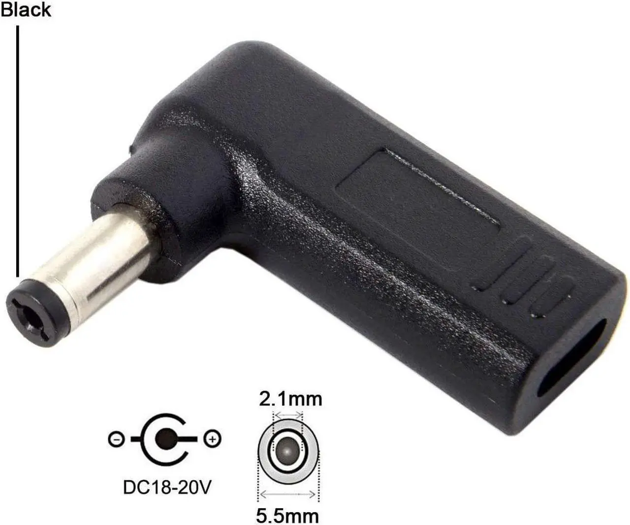 Alt view image 2 of 4 - USB 3.1 Type C USB-C to Rectangle DC Plug 5.5mmx2.1mm Adapter PD Emulator Trigger 90 Degree Angled for Laptop Tablet (5.5x2.1MM)