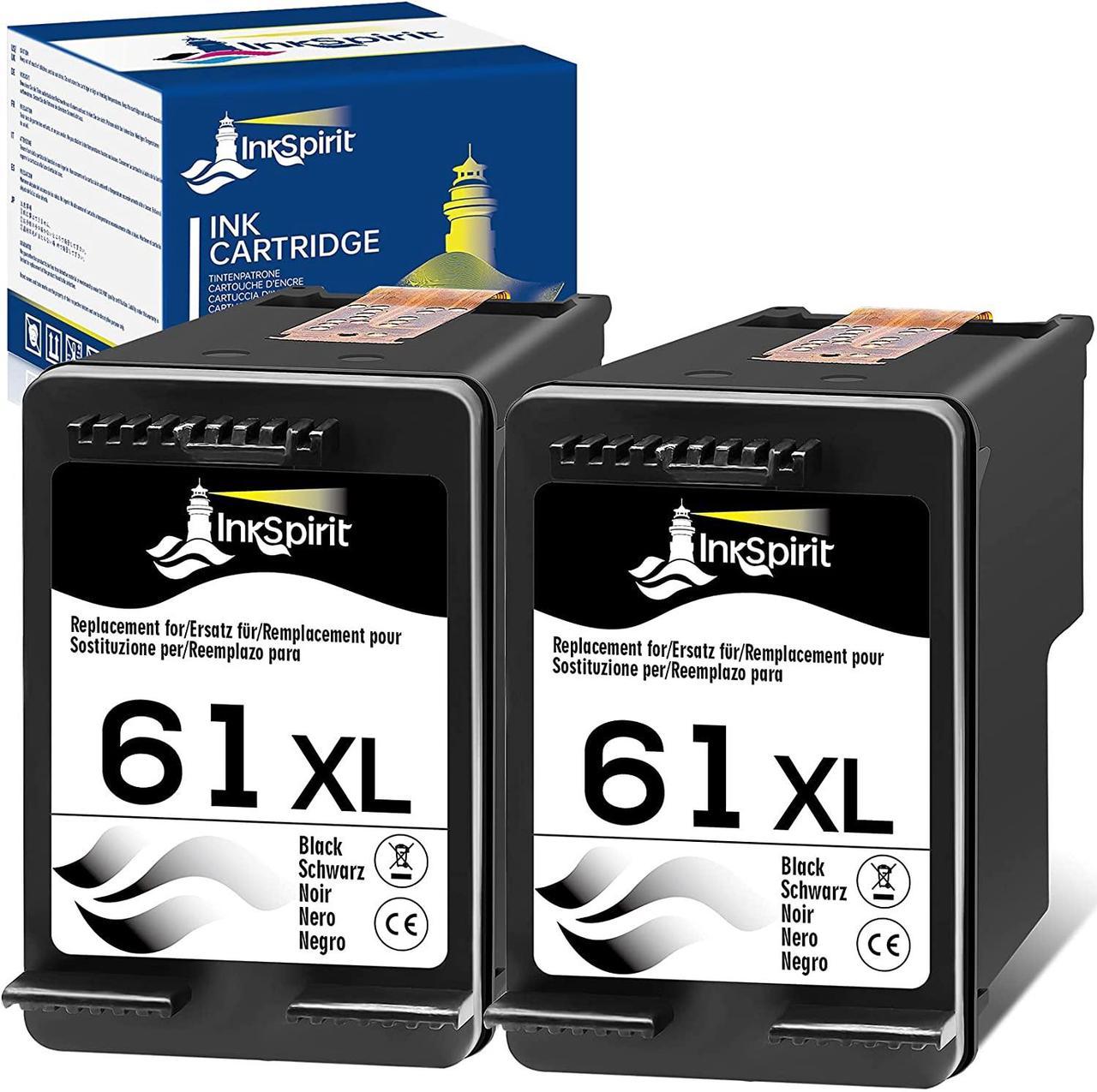 InkSpirit 61 Ink Cartridges  Printers, Remanufactured Replacement 61 61XL for Envy 4500 4502 5530 5535 OfficeJet 4630 4635 DeskJet 3050 2540 2050 1000 1010 1512 1510 (2 Black)