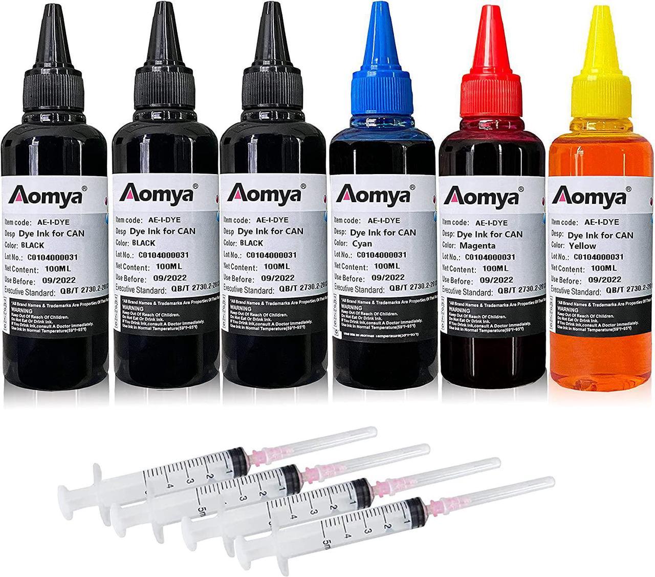 Aomya Ink Refill kit for Canon PG240 CL241 PG245 CL246 PG-243 CL-244 Refillable Ink Cartridge PIXMA MG3620 MG2522 MG2525 TS3322(3BK,C,M,Y)