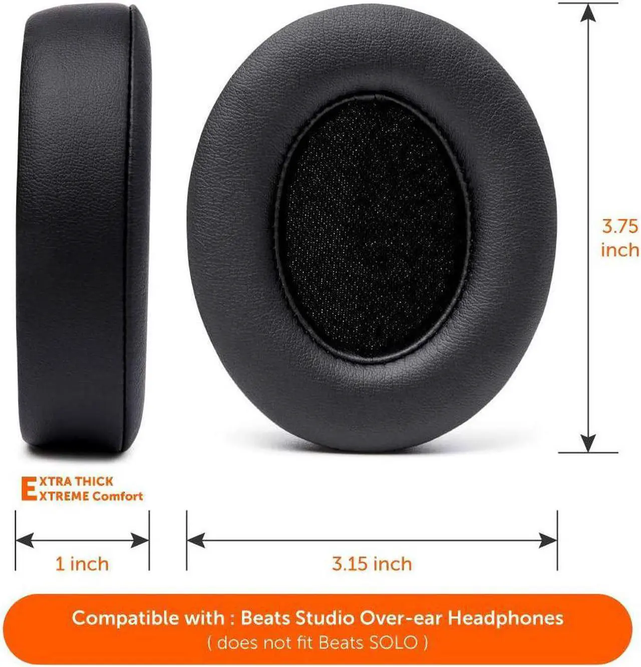 Alt view image 6 of 7 - Wicked Cushions Replacement Ear Pads for Beats Studio 2 & 3 (B0501 B0500) Wired & Wireless | Does NOT Fit Beats Solo | Softer PU Leather Enhanced Foam & Stronger Adhesive | Black