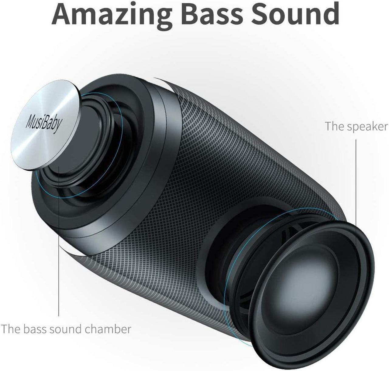 Alt view image 4 of 6 - Bluetooth Speaker,MusiBaby Speaker,Wireless,Outdoor, Waterproof,Portable Speaker,Dual Pairing, Bluetooth 5.0,Loud Stereo,Booming Bass,1500 Mins Playtime for Home&Party,Gifts Speaker(Blk)