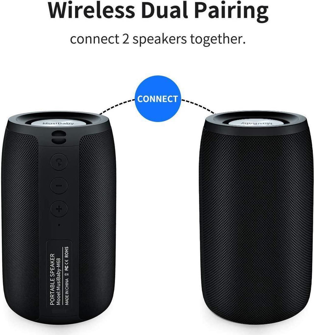 Alt view image 5 of 6 - Bluetooth Speaker,MusiBaby Speaker,Wireless,Outdoor, Waterproof,Portable Speaker,Dual Pairing, Bluetooth 5.0,Loud Stereo,Booming Bass,1500 Mins Playtime for Home&Party,Gifts Speaker(Blk)