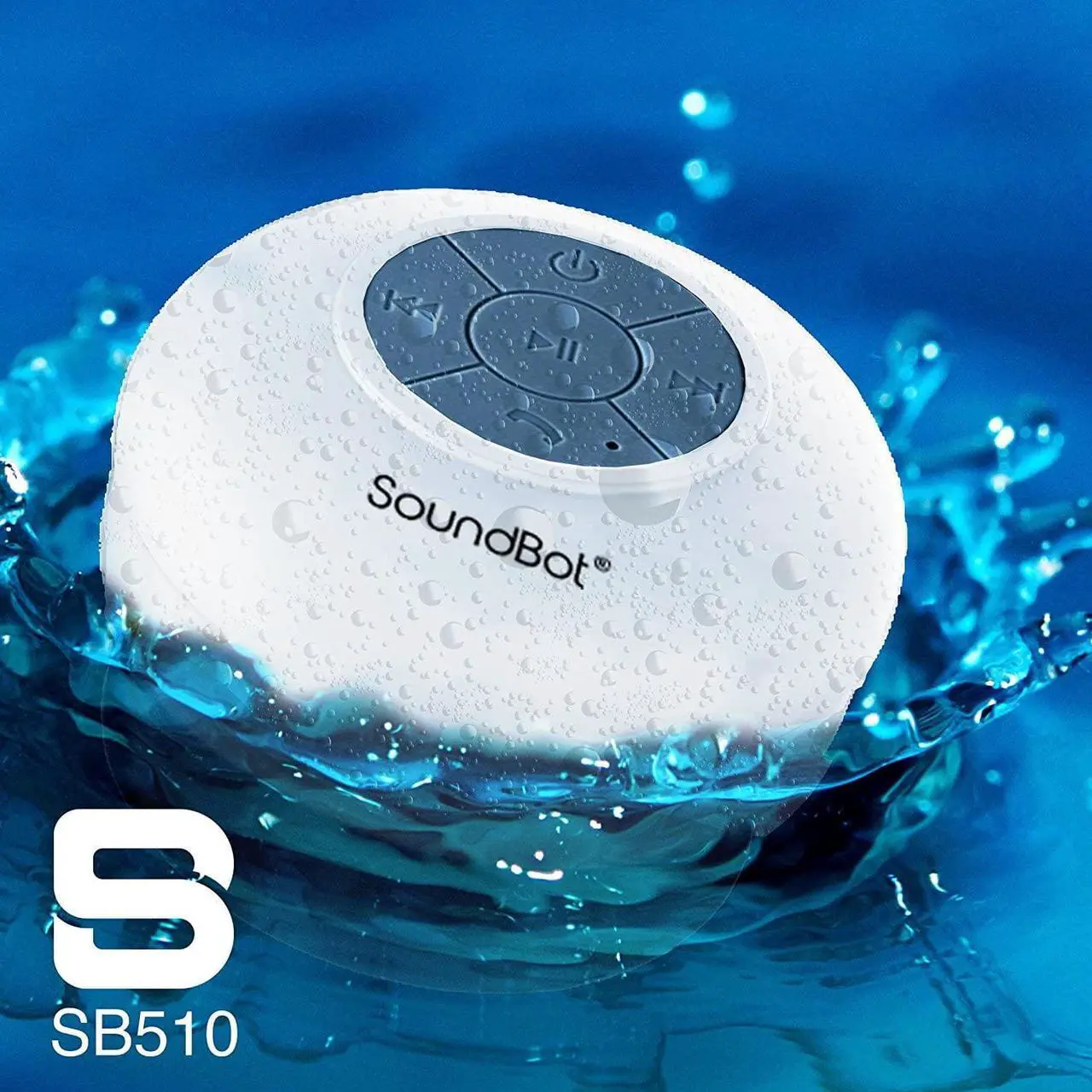 Alt view image 4 of 7 - Soundbot SB510 HD Water Resistant Bluetooth Shower Speaker, Handsfree Portable Speakerphone with Built-in Mic, 6hrs of Playtime, Control Buttons and Dedicated Suction Cup for Showers (White)