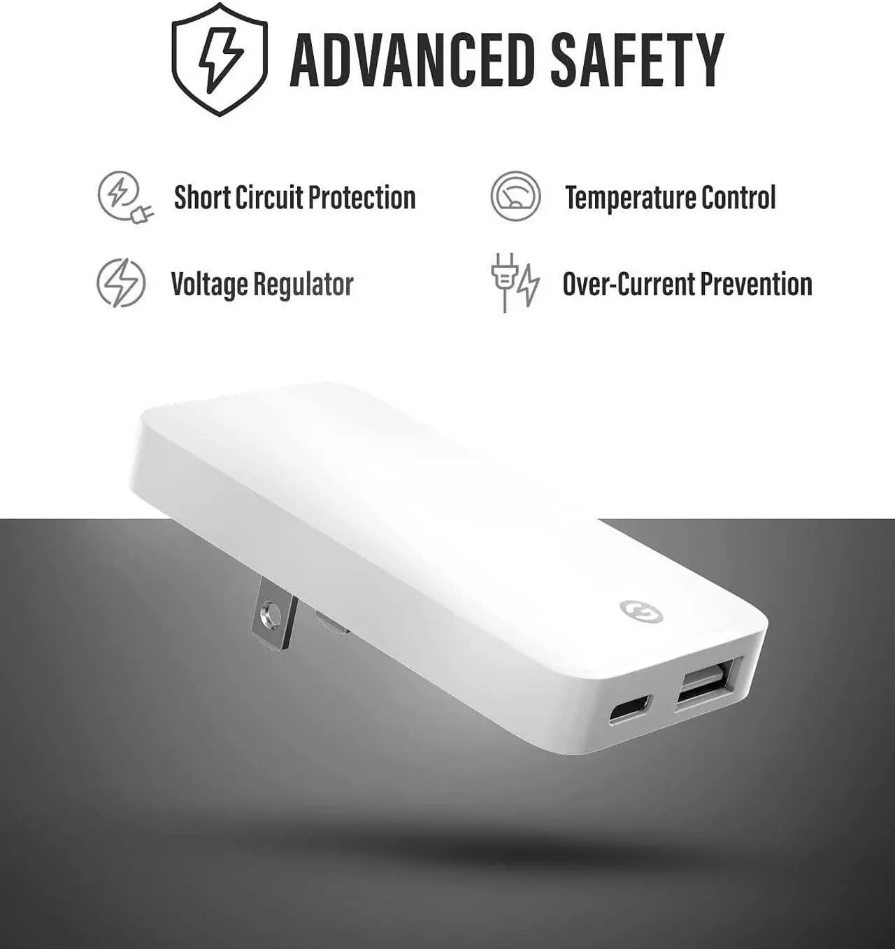Alt view image 5 of 6 - Type C Flat Wall Charger, Galvanox Ultra Slim (Multi-Port Power Adapter) for iPhone 11/12/13/14 iPhone 15 Pro/Max and Samsung Galaxy Models, 20W Fast Charging Outlet Plug (Dual USB-C USB-A)