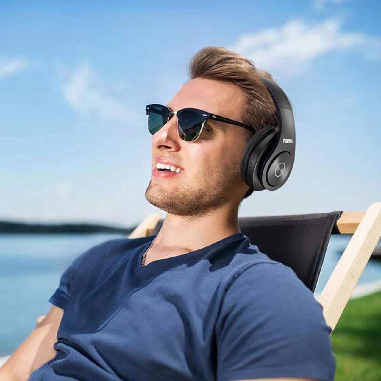 Alt view image 2 of 6 - TUINYO Wireless Headphones Over Ear, Bluetooth Headphones with Microphone, Foldable Stereo Wireless Headsetfor Travel Work TV PC Cellphone-Black