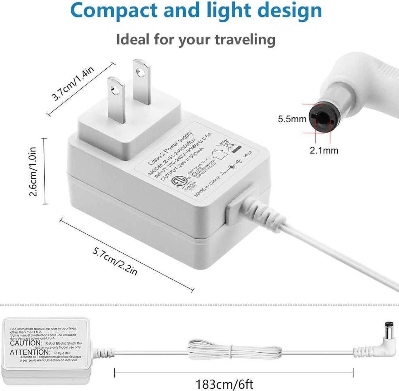 Alt view image 2 of 7 - 24V 0.5A 500mA Power Supply Adapter for Essential Oil Diffuser Aromatherapy Humidifier ETL Listed Class 2 Power Adapter 100V~240V AC to DC 24 Volt 12W Converter 5.5x2.1mm Tip 6ft Power Cord