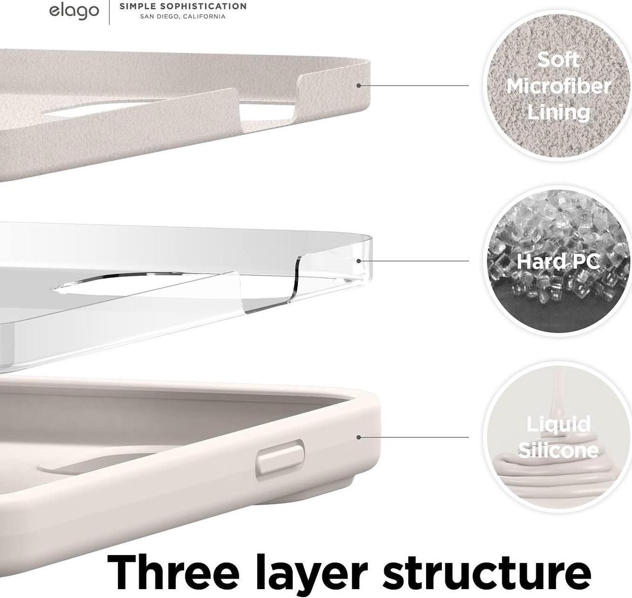 Alt view image 2 of 7 - Compatible with iPhone 13 Pro Max Case, Liquid Silicone Case, Full Body Screen Camera Protective Cover, Shockproof, Slim Phone Case, Anti-Scratch Soft Microfiber Lining, 6.7 inch (Stone)