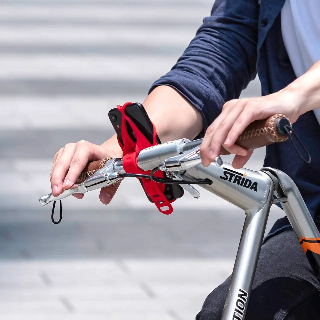 Alt view image 7 of 7 - BONE Bike Tie 4, Bike Cell Phone Mount for Handlebar, Scratch-Free Silicone Holder with Anti-Slip Design, Universal Cycling Phone Holder Compatible with Most Smartphones (Red - Handlebar)