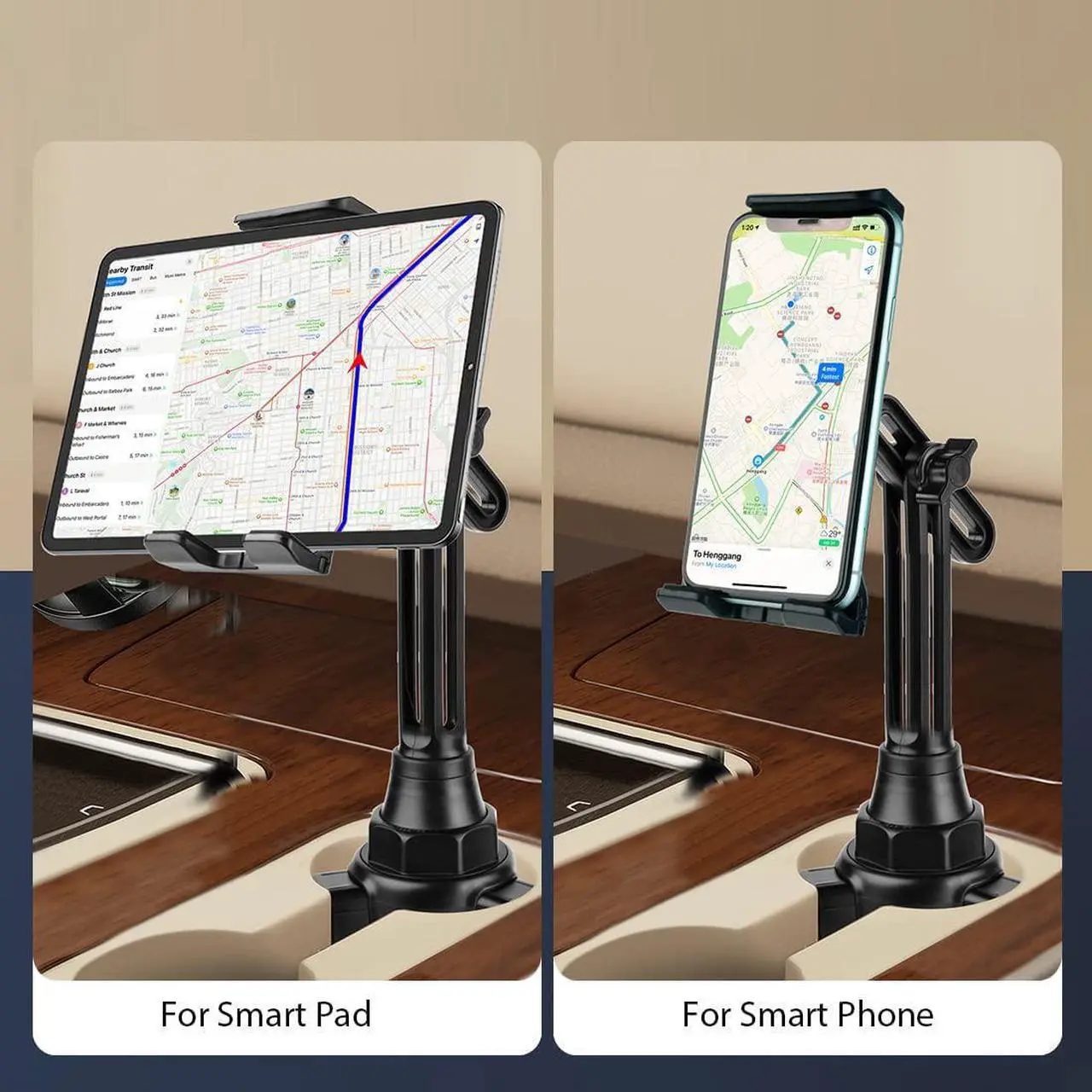 Alt view image 5 of 6 - leQuiven Car Cup Phone Holder/Tablet Cup Holder Mount for Galaxy S25 Ultra/S25+/S25/S24 Ultra/S24/S24+/S23 Ultra/S23/S22/Z Fold 5/S22/S21/iPad Mini 6, for iPhone Series and Other Devices Under 13"