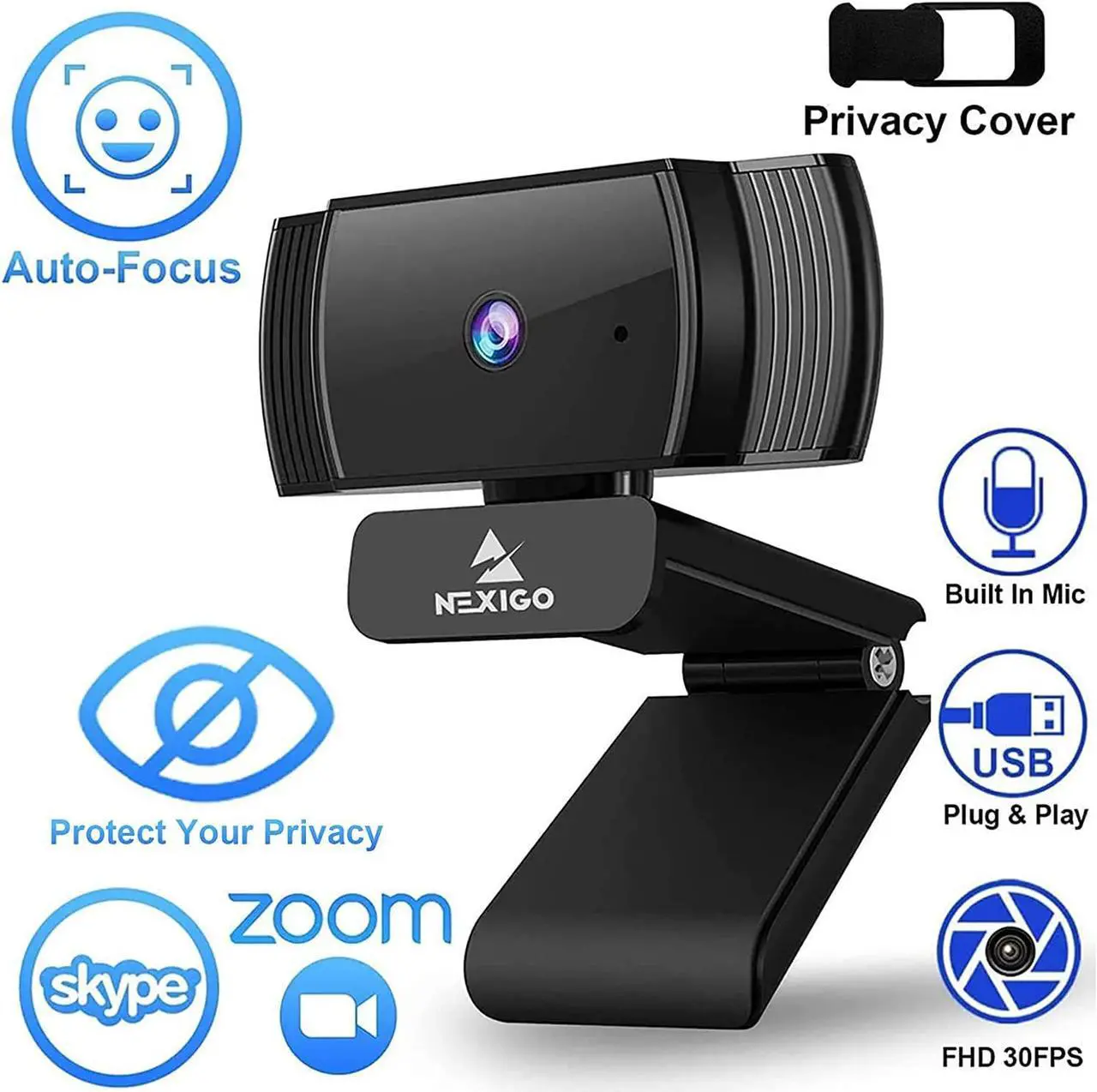 Alt view image 6 of 7 - NexiGo N930AF Webcam with Microphone for Desktop, Autofocus, Webcam for Laptop, Computer Camera, 1080p HD USB Web Camera, Compatible with Zoom/Skype/Teams/Webex