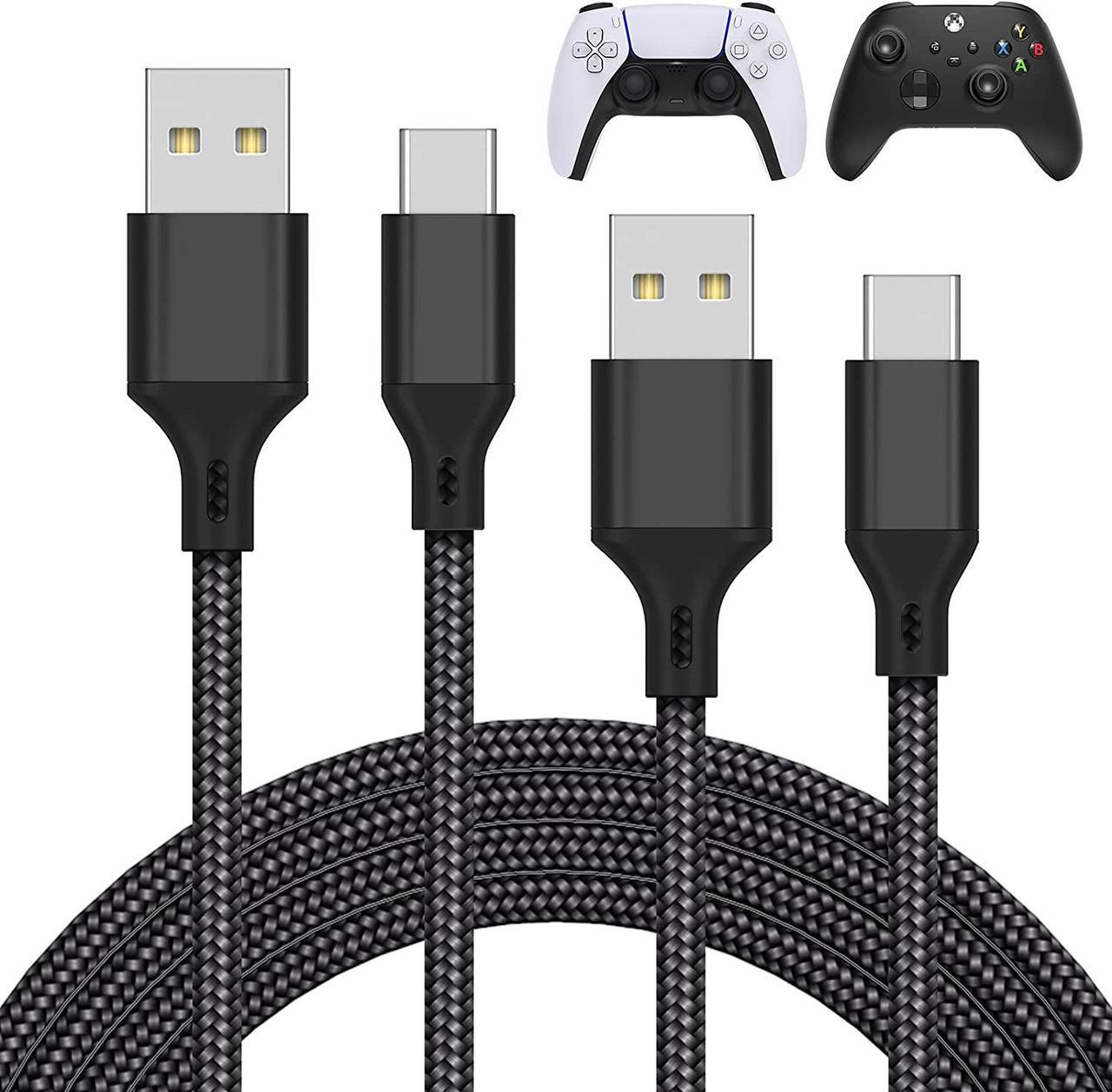 2 Pack 10FT/3M Charger Charging Cable for PS5/Xbox Series X/S Controller/Switch Pro Controller, Replacement USB Charging Cord Nylon Braided Type-C Ports Accessories for Playstation 5/for Xbox Series X