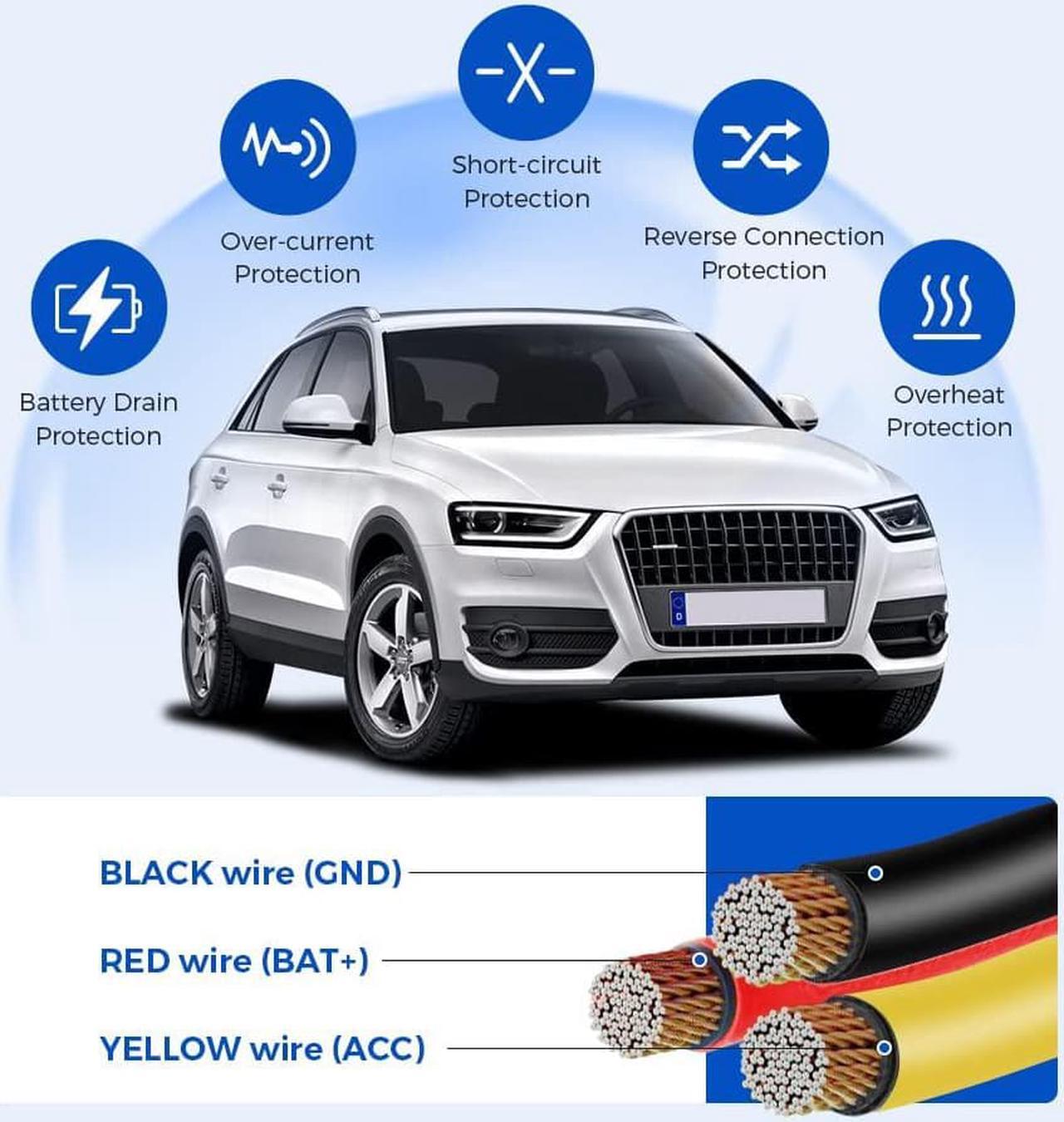 Alt view image 5 of 7 - 3-Lead ACC Hardwire Kit Mini-USB Port for M550(Pro)/M01 Pro/M17 Dash Cam, 12ft with Fuse Kit, for Dash Camera 24H Parking Monitor, Converts 12V-24V to Output 5V/2.5A Max, Low Voltage Protection