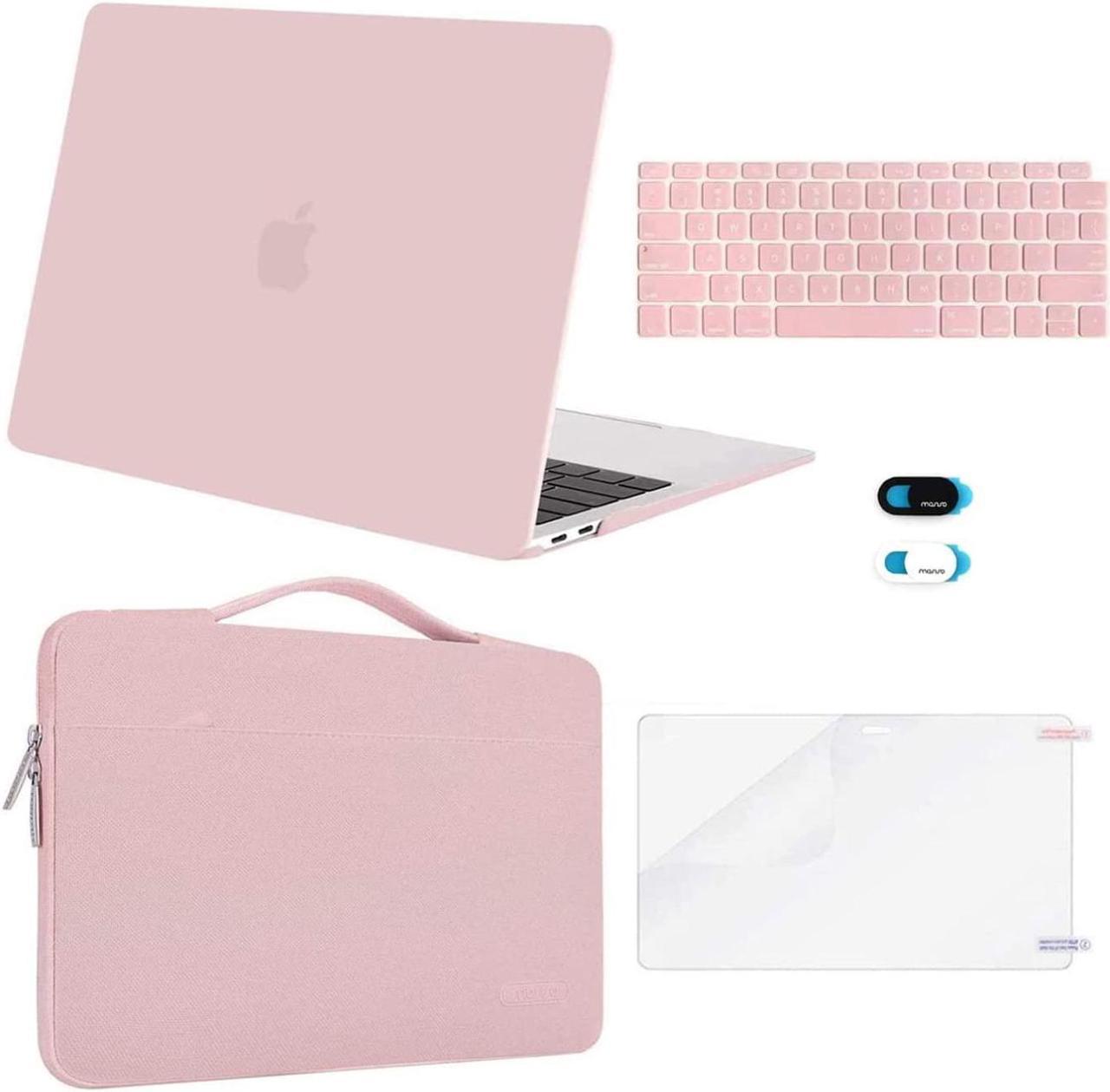 MOSISO Compatible with MacBook Air 13 inch Case 2022 2021 2020 2019 2018 Release A2337 M1 A2179 A1932 Retina Display, Plastic Hard Shell&Bag&Keyboard Skin&Webcam Cover&Screen Protector,Rose Quartz