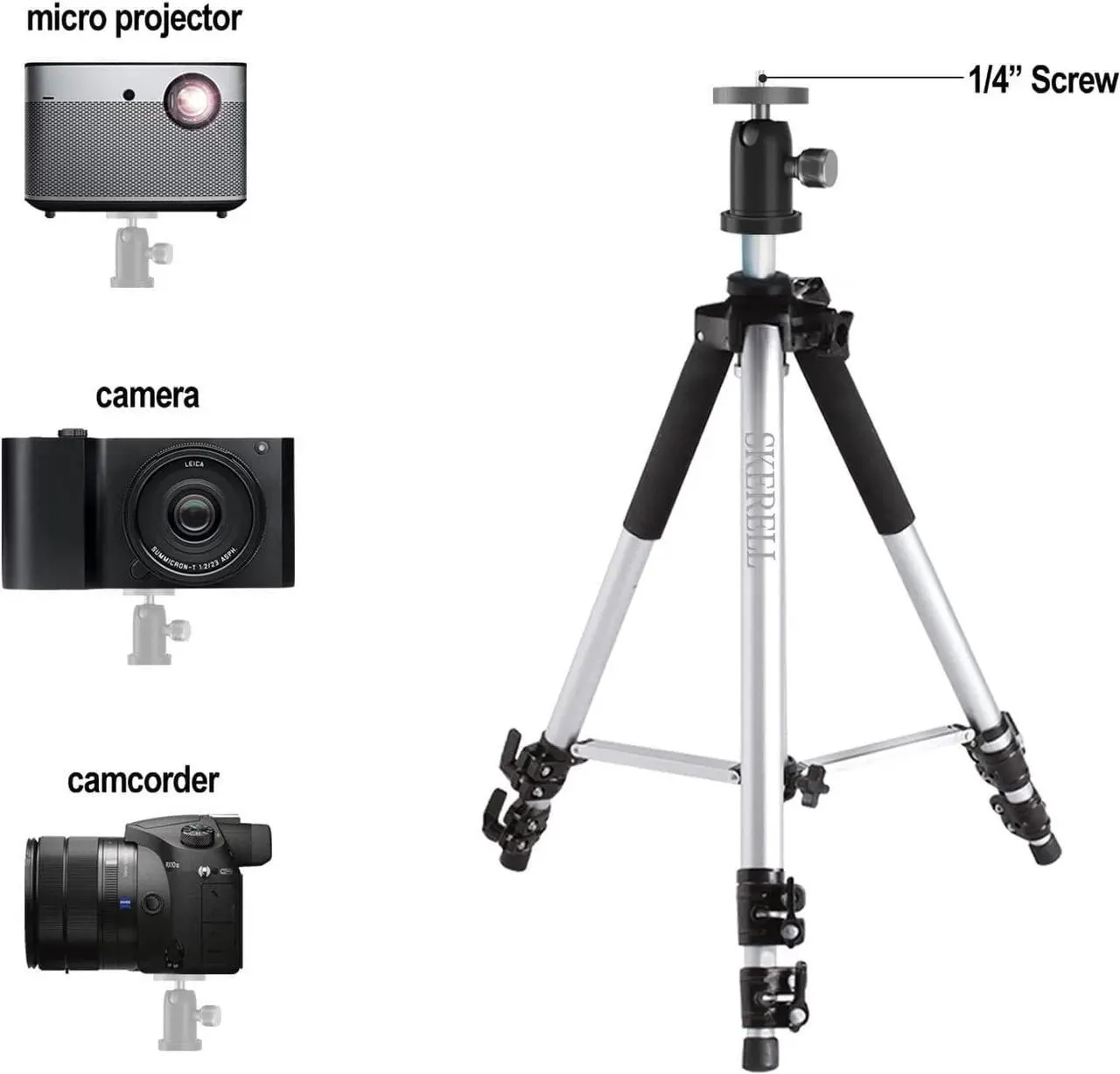 Alt view image 3 of 7 - Projector Stand Tripod Adjustable: Universal Laptop Standing Height from 17" to 48" with Tray Ball Head Carry Bag for Computer Camera