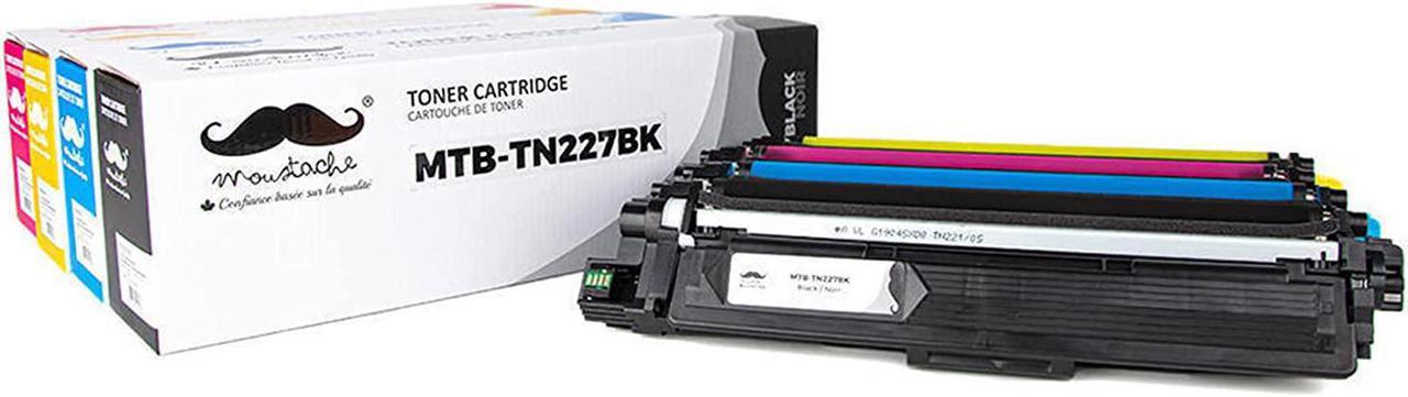 (with chip) 4Pack Moustache Compatible TN227 TN-227 (TN223 TN-223 High Yield Version) Toner Cartridge 1 Black 1 Cyan 1Magenta 1 Yellow for Brother HL-L3210CW HL-L3230CDW HL-L3270CDW HL-L3290CDW MFC-L