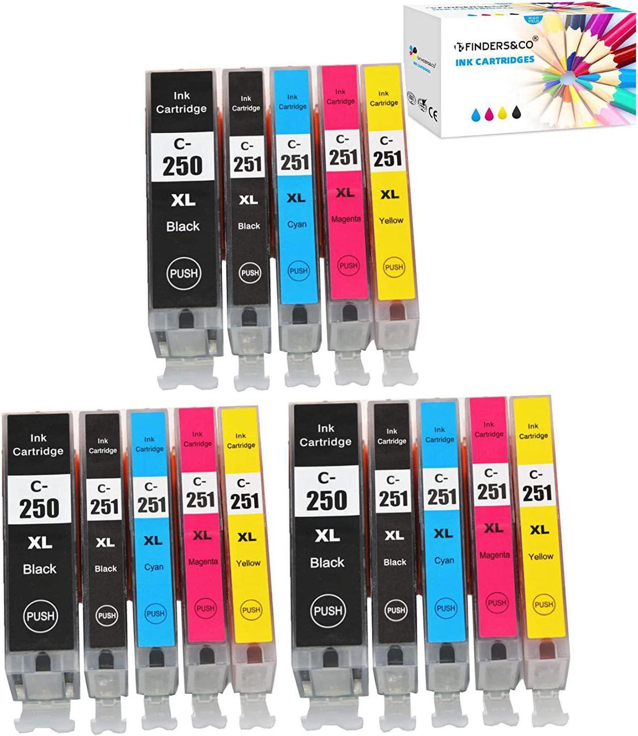 15-Pack Compatible Canon PGI-250 XL CLI-251 XL 250XL 251XL Ink Cartridges Replacement for Canon Pixma MX922 MG5520 MG6620 MG7520 MG7120 MG5420 Printer (3 PGBK, 3BK, 3C, 3M, 3Y)