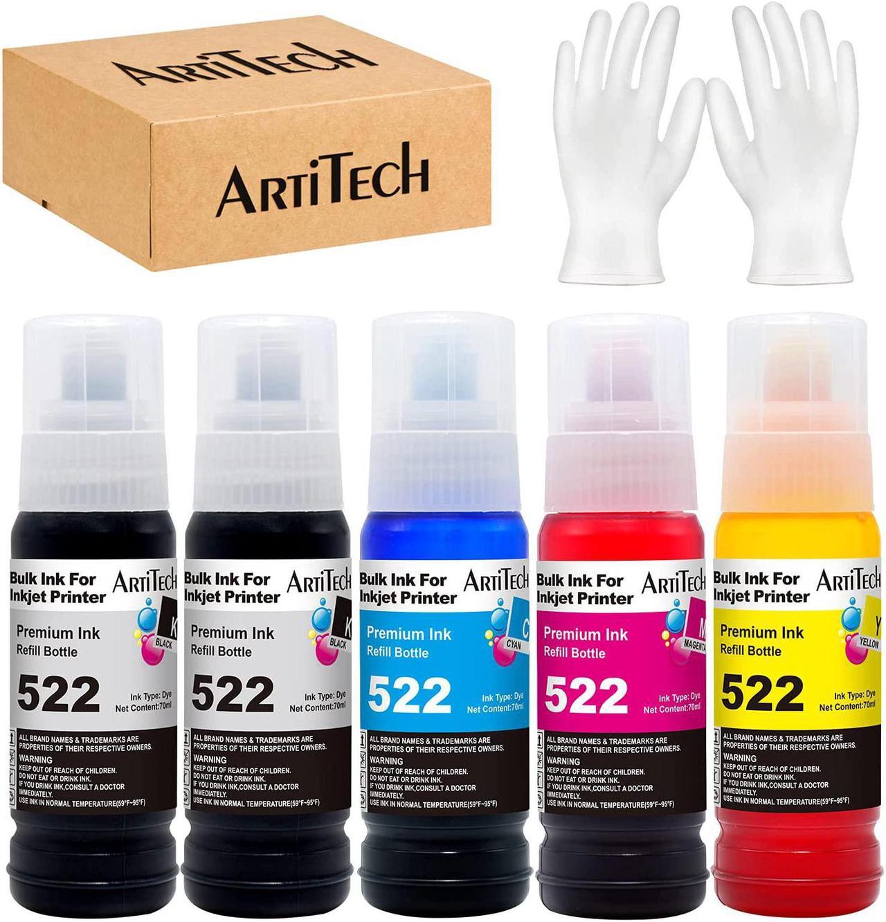 ARTITECH Compatible Ink Bottle Replacement for T522 522 Ultra-high Capacity Refill Ink for EcoTank ET-2720 ET-4700 Printers (2 Black, 1 Cyan, 1 Magenta, 1 Yellow)