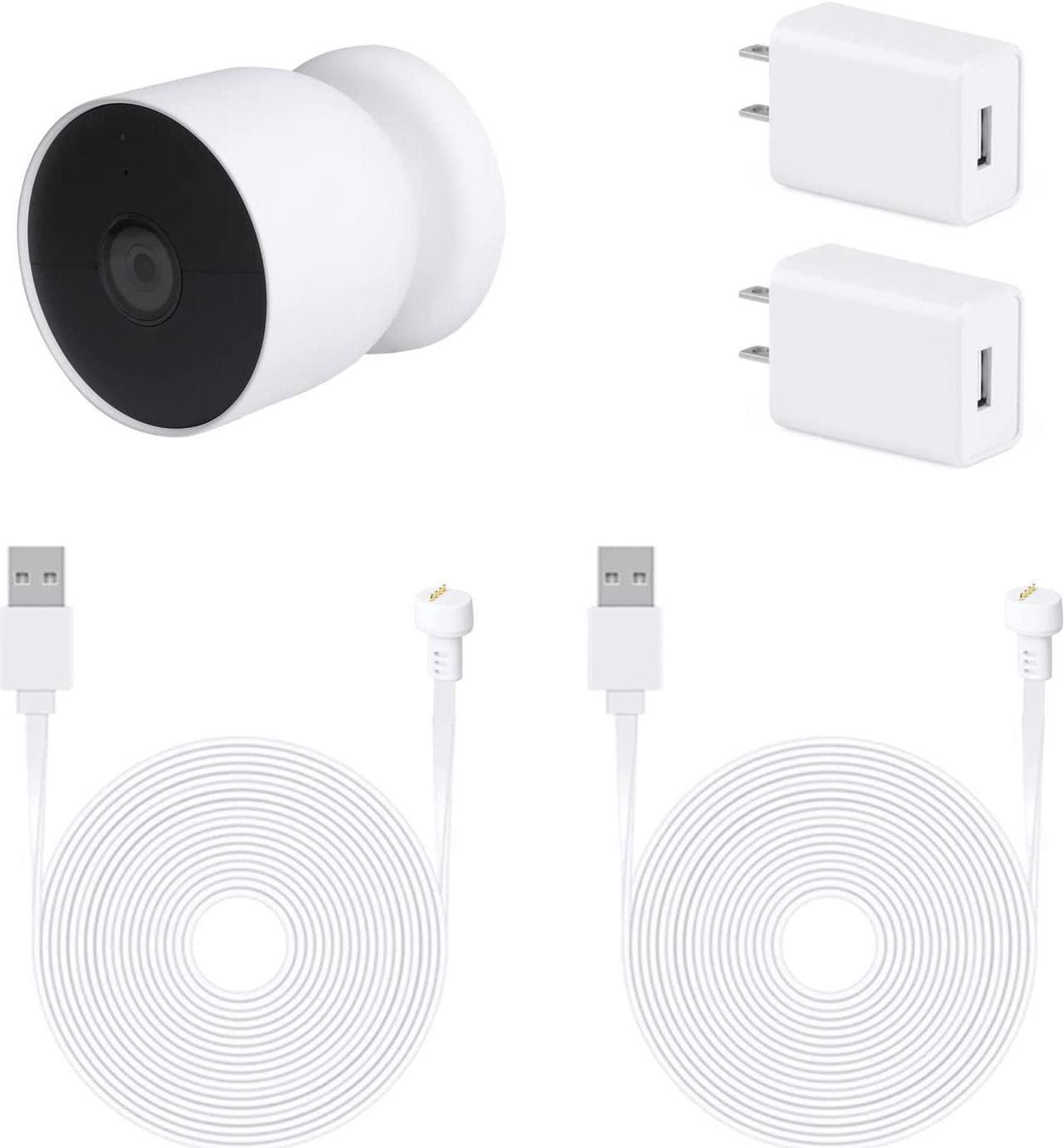 Main image of 2Pack Power Adapter Compatible with Google Nest Cam Outdoor or Indoor, Battery, with 16.4Ft/5m Weatherproof Charging Cable Continuously Power Your Nest Cam (Battery) - White
