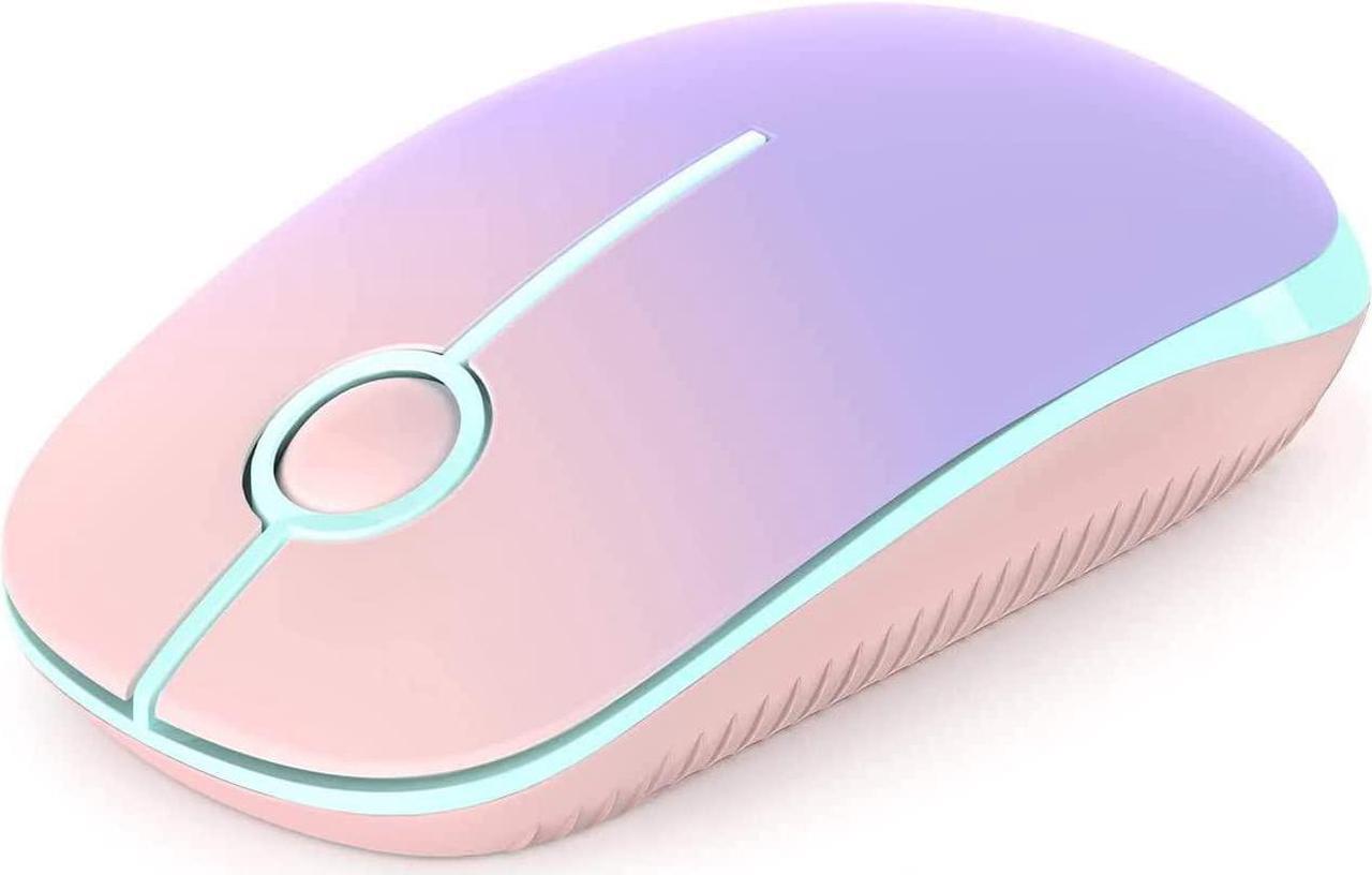 Wireless Mouse, Vssoplor 2.4G Slim Portable Computer Mice with Nano Receiver for Notebook, PC, Laptop, Computer (Pink to Purple)