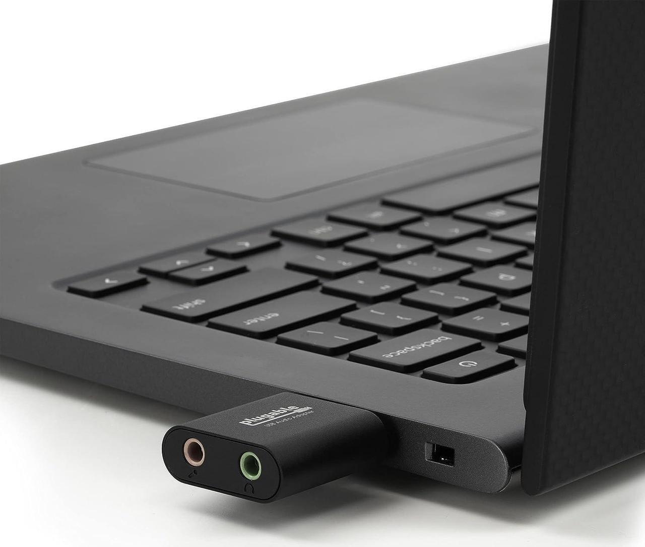 Alt view image 4 of 7 - USB Audio Adapter with 3.5mm Speaker-Headphone and Microphone Jack Add an External Stereo Sound Card to Any PC Compatible with Windows Mac and Linux - Driverless