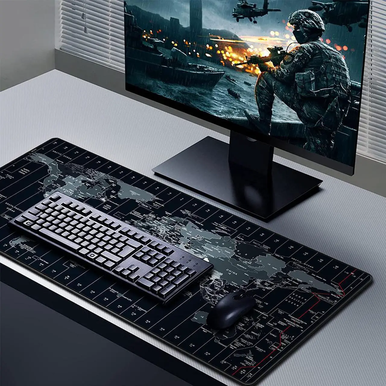 Alt view image 5 of 7 - Mouse Pad Large Gaming Desk Mat Extended Mousepad with Personalized Design Keyboard Pad for Laptop Computer and PC - 35.4 x 15.7 inches Black World Map