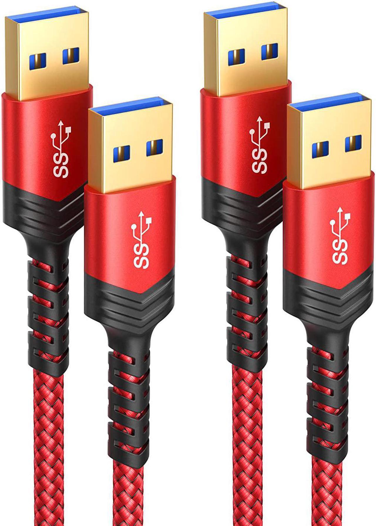 USB Cable, JSAUX USB 3.0 Cable [2 Pack 3.3FT+6.6FT], Type A Male to Male Double End SuperSpeed Data Transfer 5Gbps Cord Compatible with External Hard Drive Enclosures, DVD, Laptop Cooler, Cameras-Red