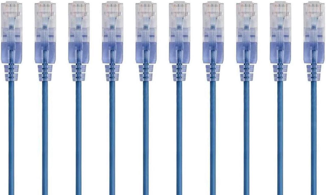 Monoprice 10-Pack SlimRun Cat6A Ethernet Network Patch Cable 10G 2ft Blue