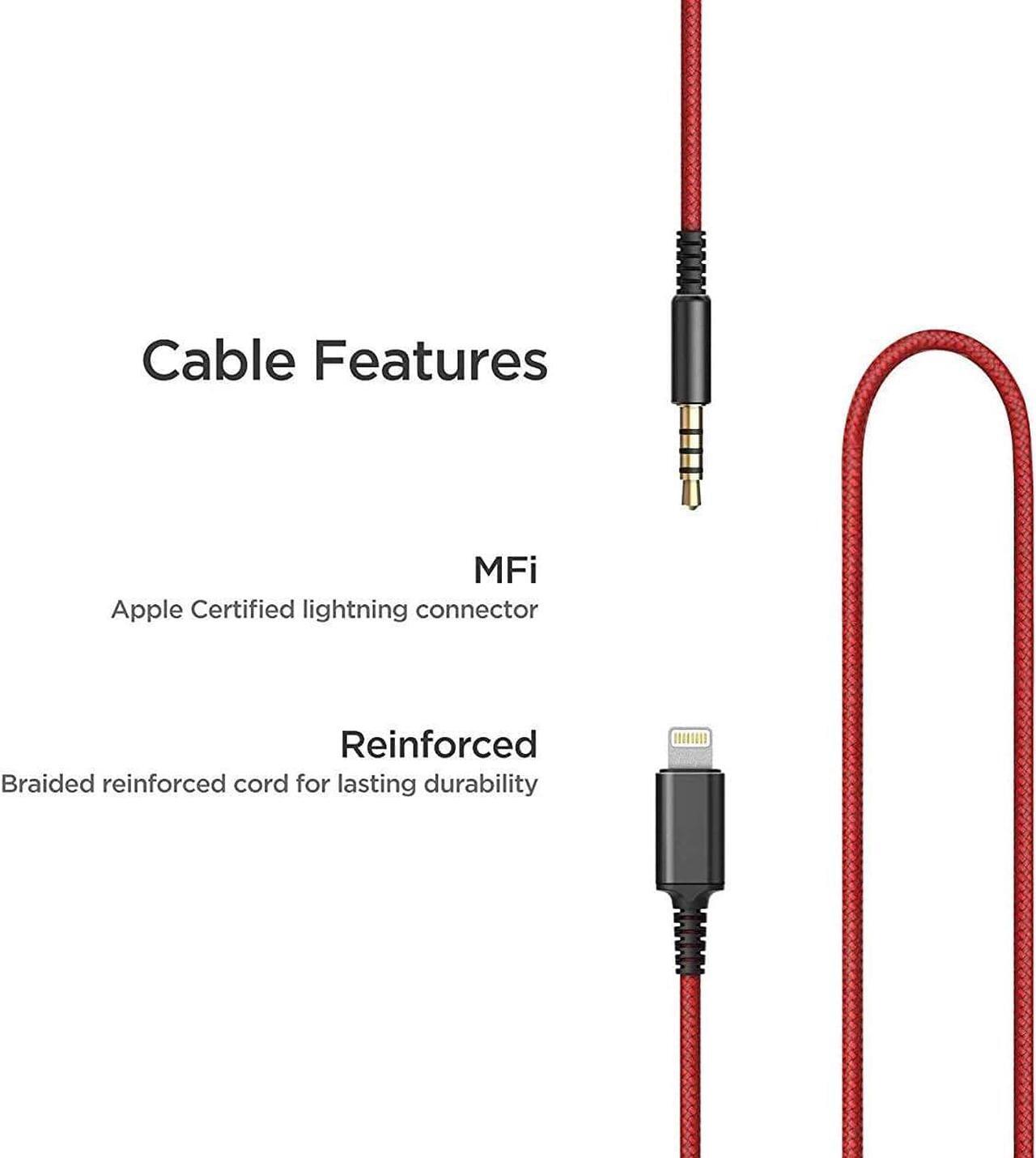 Alt view image 5 of 7 - Thore Over Ear iPhone Headphones with Lightning Connector (Apple MFi Certified)  Closed Back Studio DJ Monitor Earphones (50mm Neodymium Drivers) (V200 Black/Red)