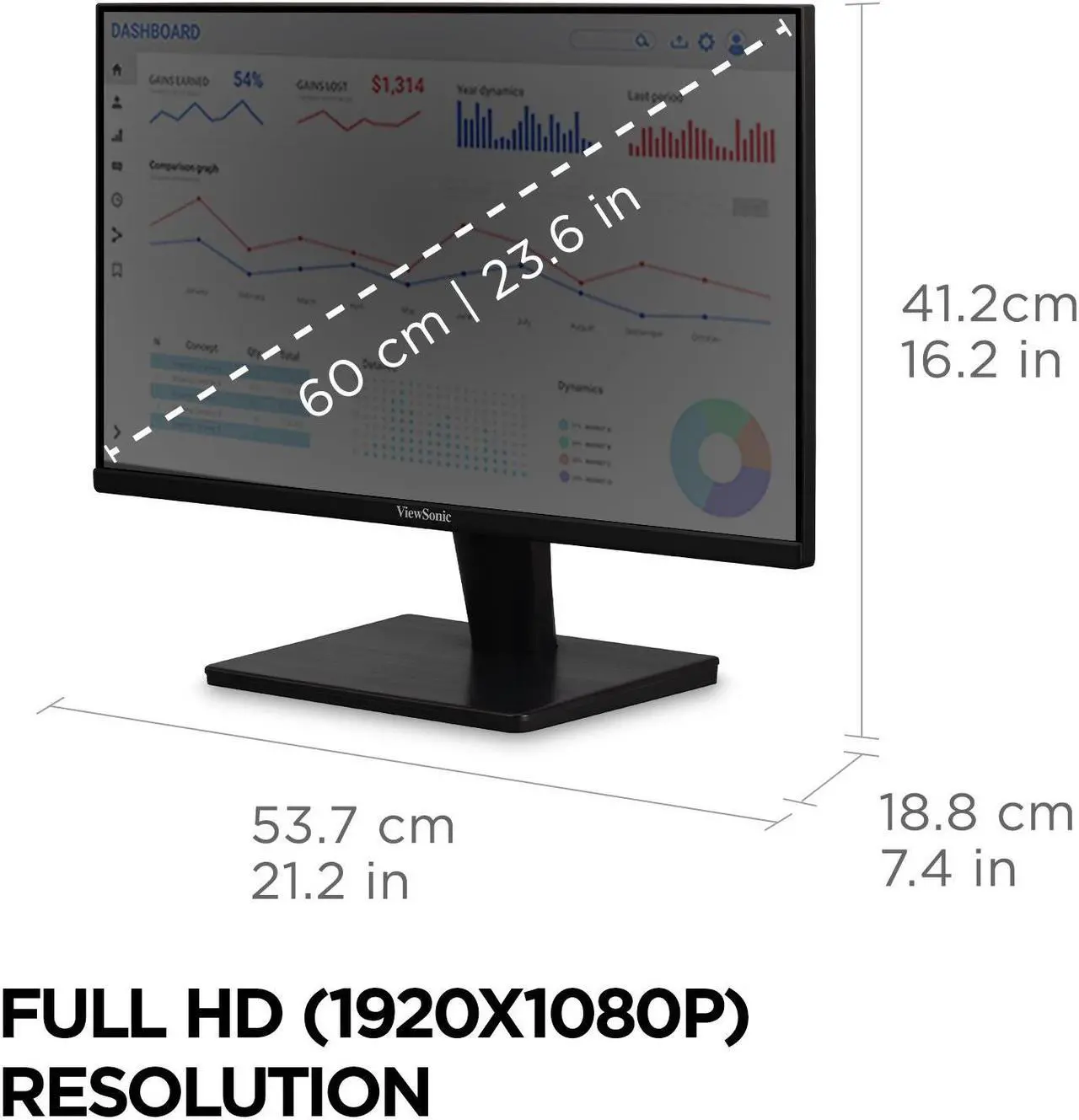 Alt view image 5 of 7 - ViewSonic VS2447M 24 Inch 1080p Monitor with 75Hz, AMD FreeSync, Thin Bezels, Eye Care, HDMI, VGA Inputs for Gaming and Home Office