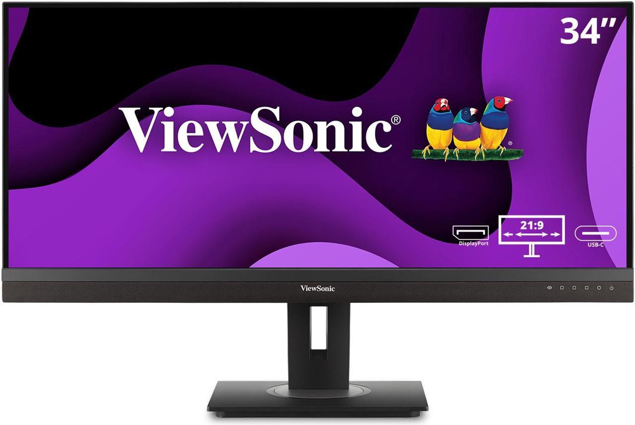 ViewSonic VG3456a 34" 21:9 UltraWide QHD 1440p 100 Hz IPS Monitor with Ergonomics Design, 100W USB C, Docking Built-In, Gigabit Ethernet for Home and Office