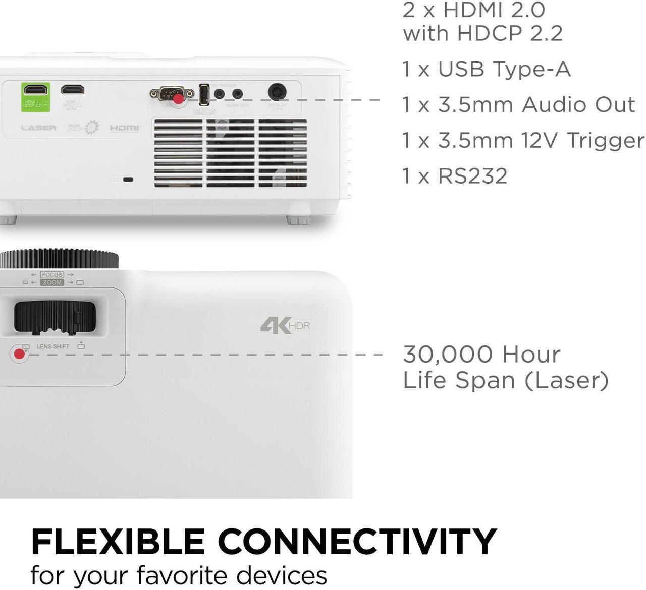 Alt view image 7 of 9 - ViewSonic LX700-4K UHD 3500 Lumens 4K Laser Projector Designed for Xbox