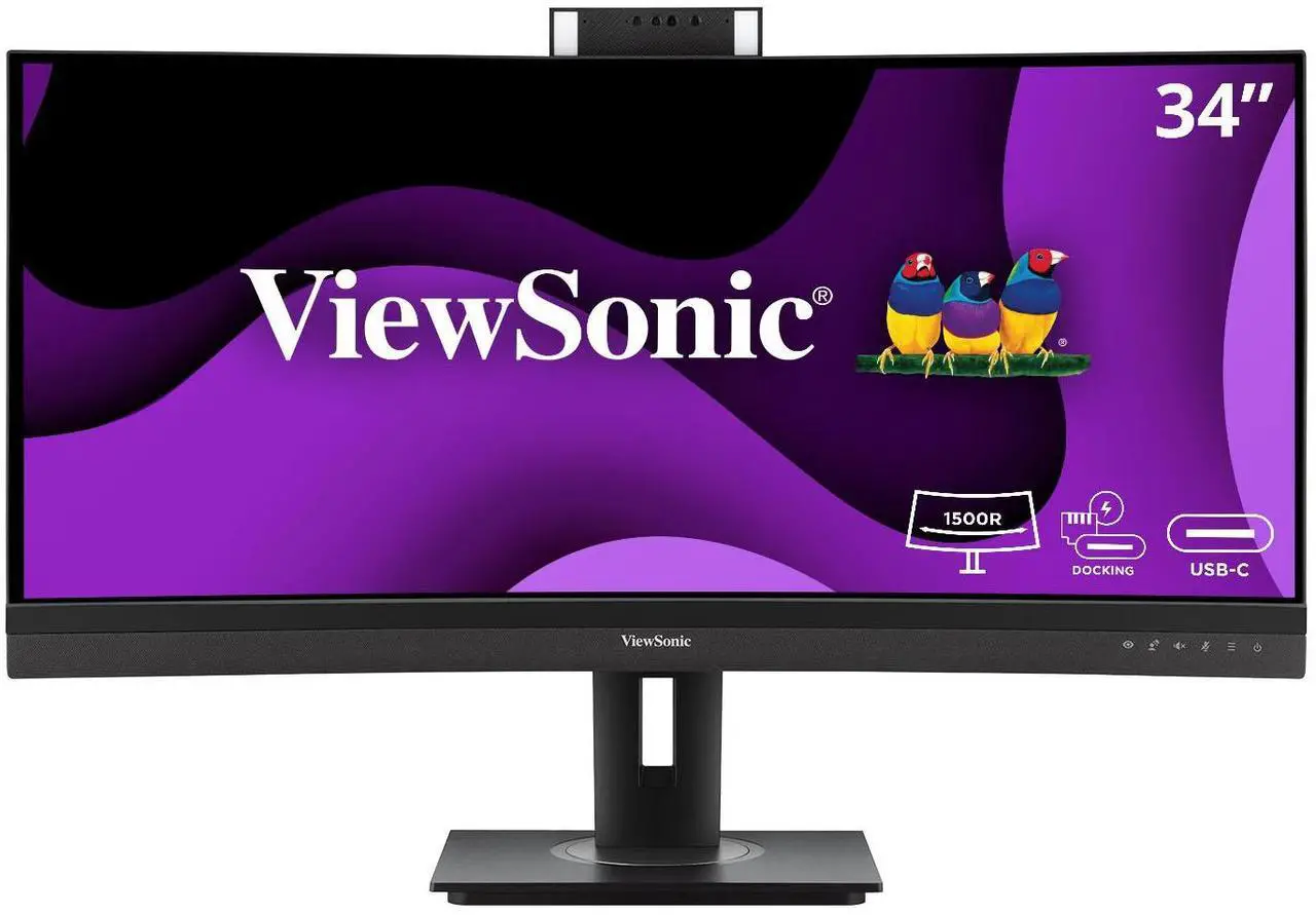 Main image of ViewSonic VG3457CV 34 Inch Ultrawide QHD 1440p Curved Video Conferencing Docking Monitor with Windows Hello Compatible IR Webcam, Advanced Ergonomics, and 100W USB C for Home and Office