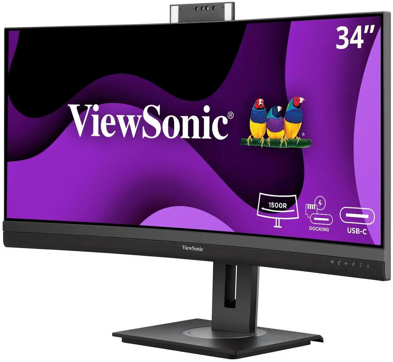 Alt view image 2 of 15 - ViewSonic VG3457CV 34 Inch Ultrawide QHD 1440p Curved Video Conferencing Docking Monitor with Windows Hello Compatible IR Webcam, Advanced Ergonomics, and 100W USB C for Home and Office