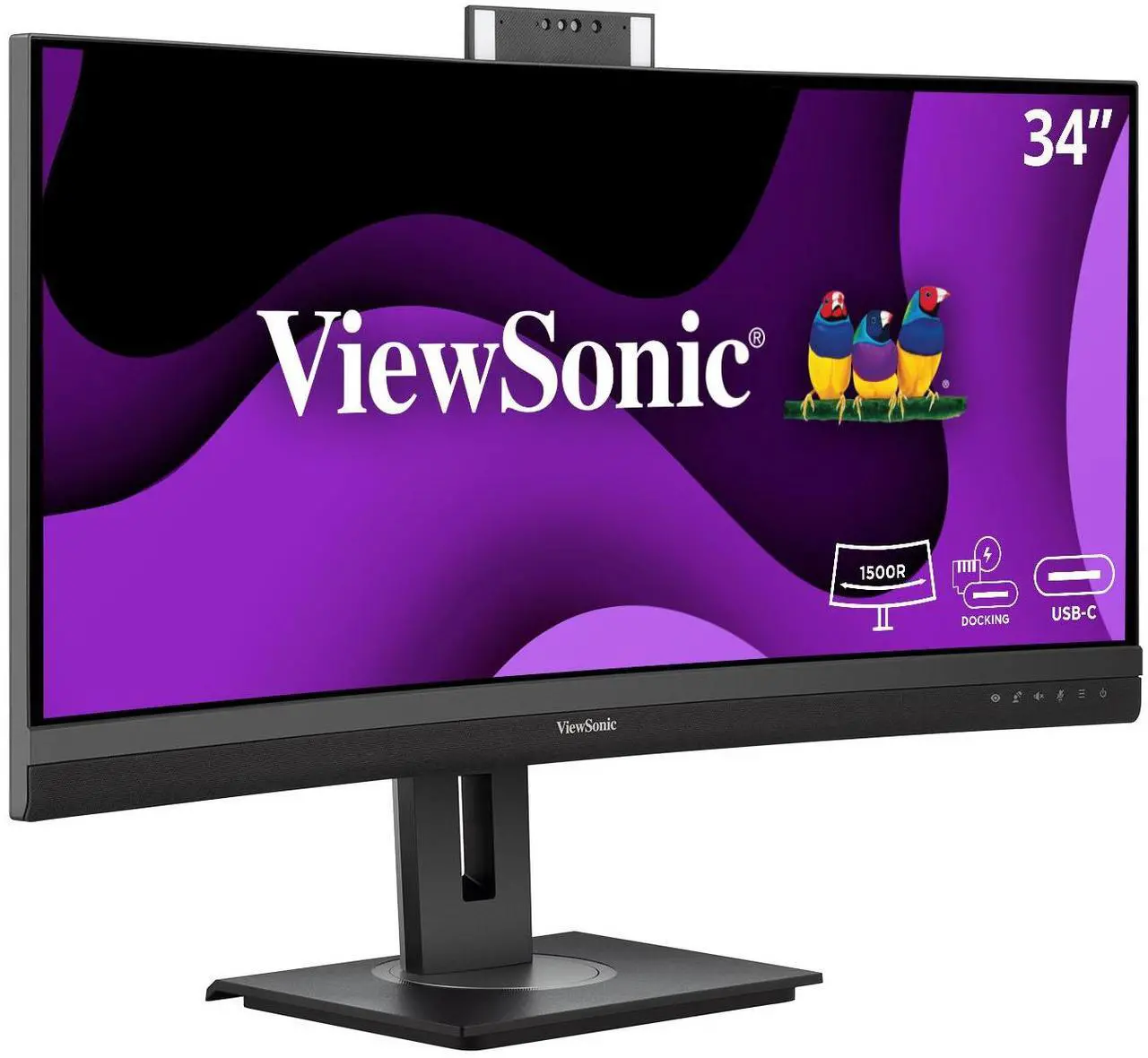 Alt view image 3 of 15 - ViewSonic VG3457CV 34 Inch Ultrawide QHD 1440p Curved Video Conferencing Docking Monitor with Windows Hello Compatible IR Webcam, Advanced Ergonomics, and 100W USB C for Home and Office