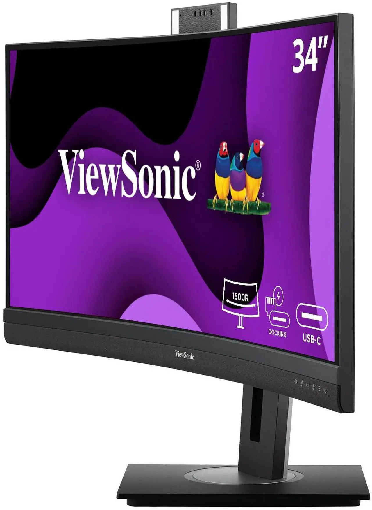 Alt view image 4 of 15 - ViewSonic VG3457CV 34 Inch Ultrawide QHD 1440p Curved Video Conferencing Docking Monitor with Windows Hello Compatible IR Webcam, Advanced Ergonomics, and 100W USB C for Home and Office