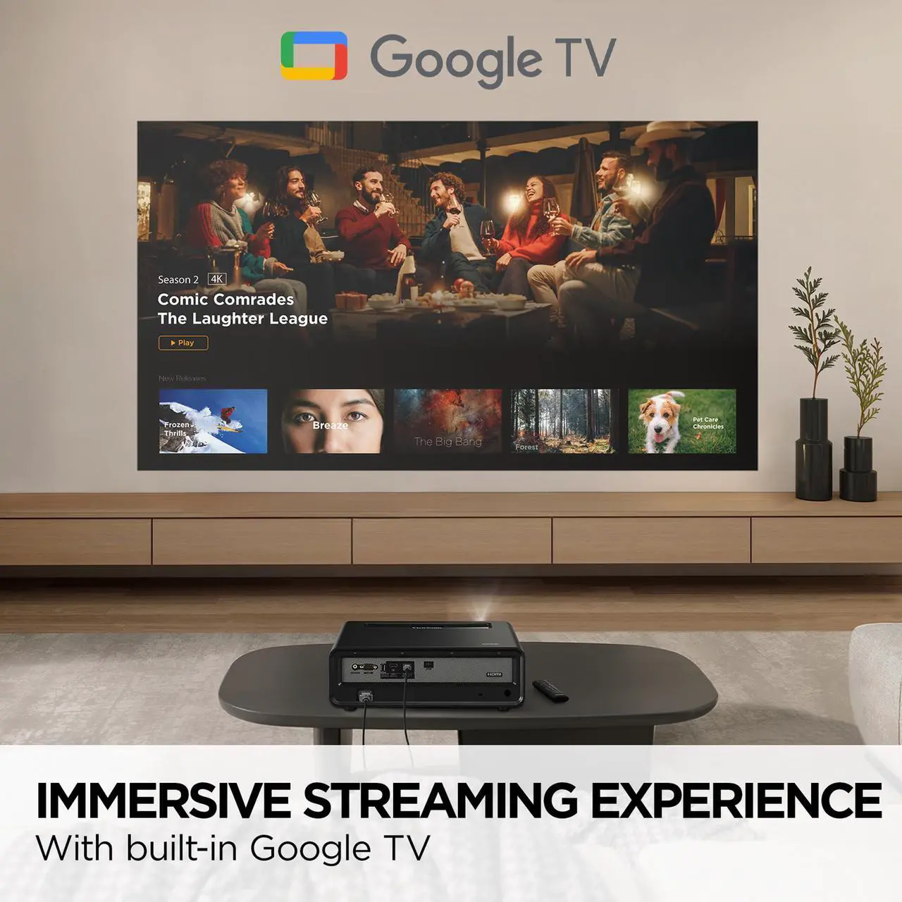 Alt view image 4 of 14 - ViewSonic X1-4KPRO UHD 4K LED Projector Designed for Xbox with Built-in Google TV and Netflix, 2500 Lumens, H/V Keystone, 4 Corner Adjustment, 1.3x Optical Zoom for Smart Home Theater
