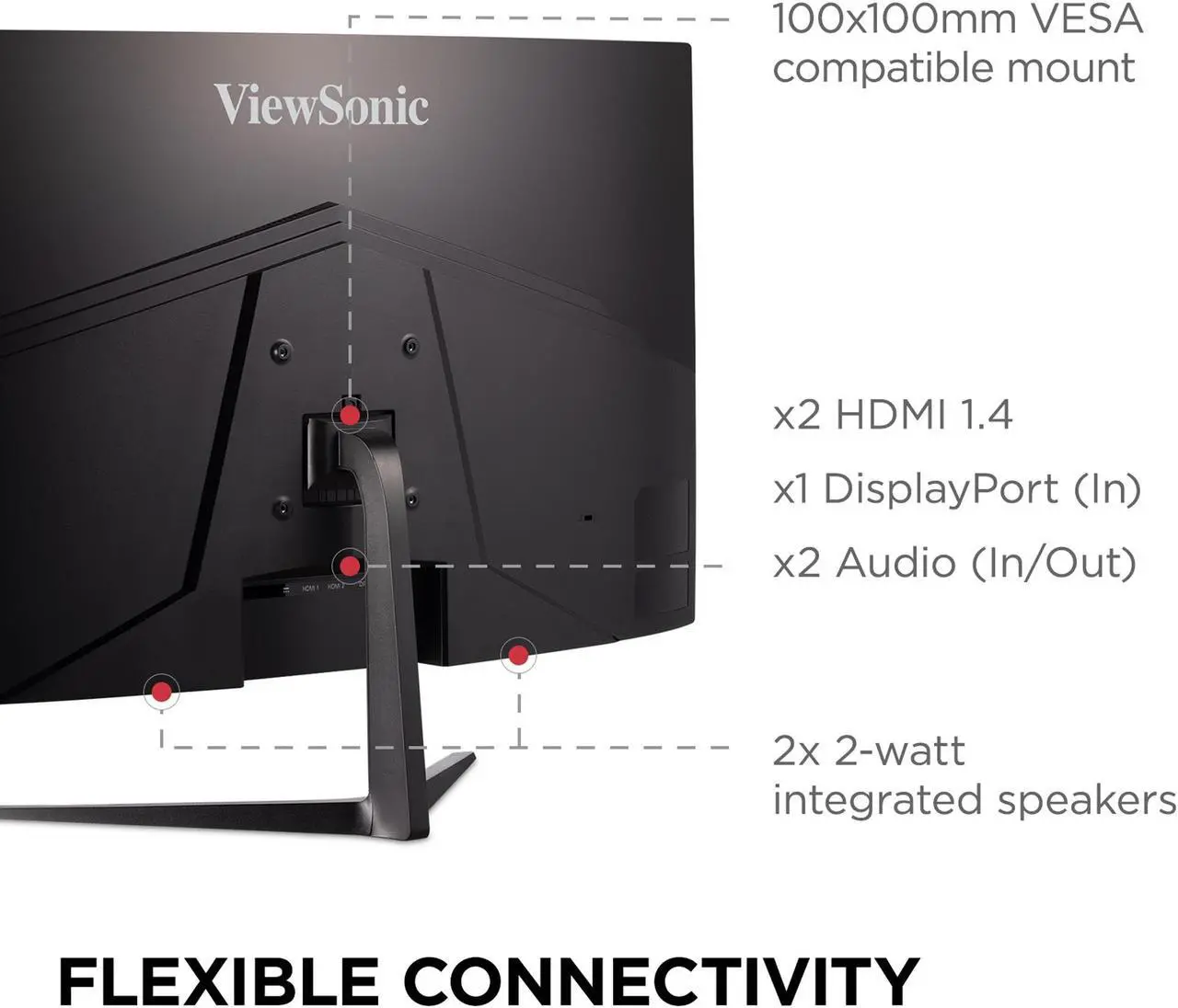 Alt view image 5 of 16 - ViewSonic VX3218C-2K 32 Inch Curved 1440p 1ms 165Hz Gaming Monitor with AMD FreeSync Premium, Eye Care, HDMI and Display Port
