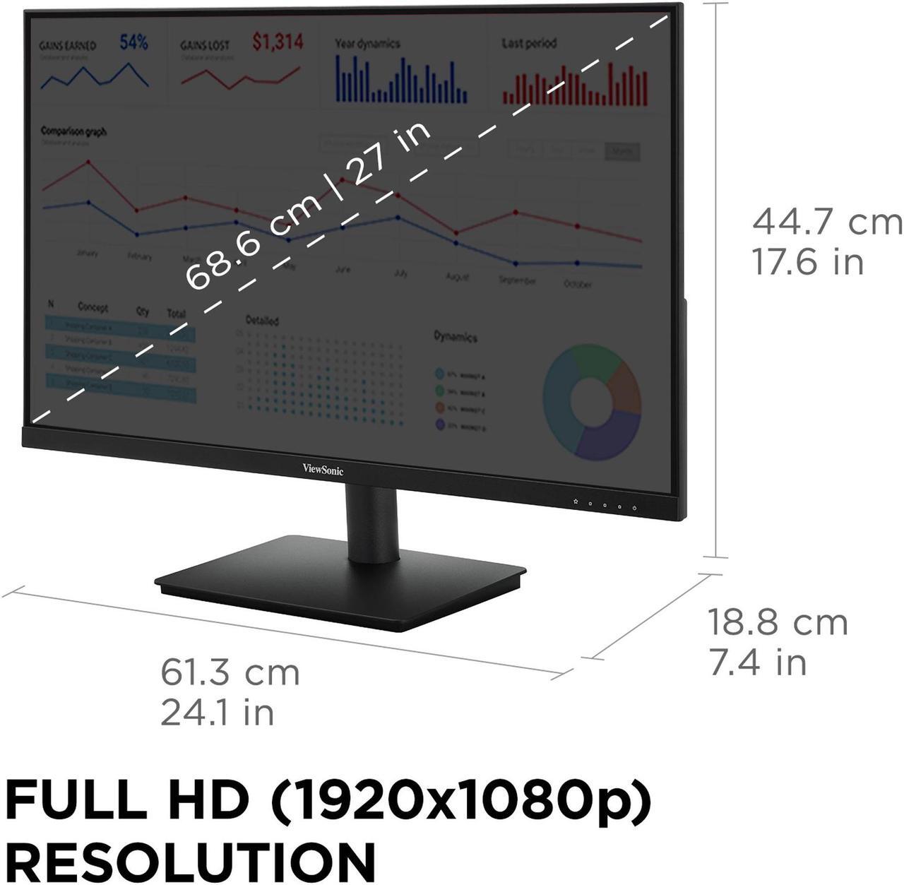 Alt view image 6 of 7 - ViewSonic VS2747-H 27 Inch 1080p IPS Monitor with 100Hz, Variable Refresh Rate, Thin Bezels, Eye Care, HDMI, VGA