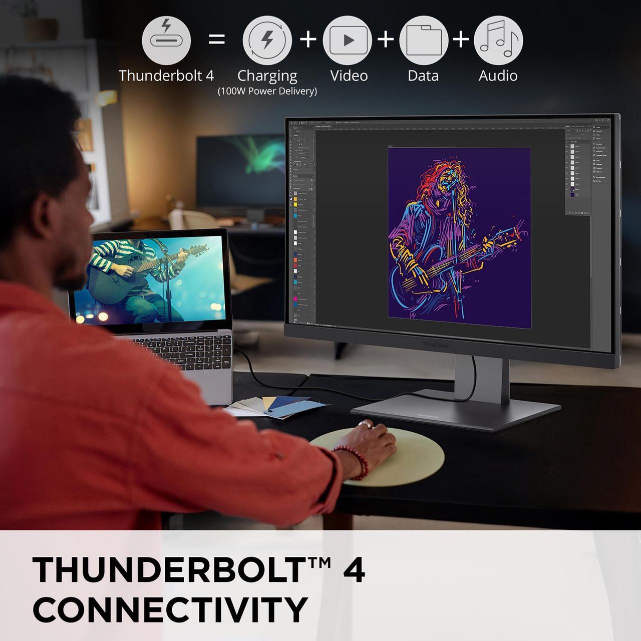 Alt view image 4 of 14 - ViewSonic VP2788-5K 27" 5K Mac-Ready Monitor with 100% sRGB, 99% DCI-P3, Pantone Validated, Advanced Ergonomics, Thunderbolt 4, USB Hub, HDMI, and DP for Home and Office