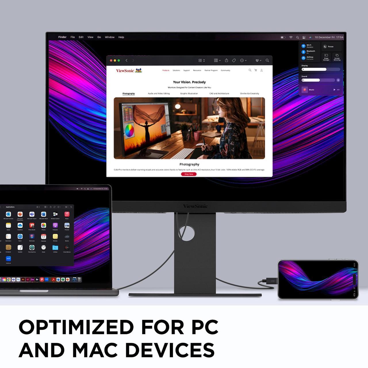 Alt view image 3 of 14 - ViewSonic VP2788-5K 27" 5K Mac-Ready Monitor with 100% sRGB, 99% DCI-P3, Pantone Validated, Advanced Ergonomics, Thunderbolt 4, USB Hub, HDMI, and DP for Home and Office