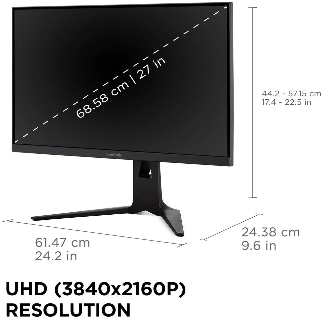 Alt view image 7 of 20 - ViewSonic XG275D-4K 27 Inch 4K UHD Gaming Monitor with 320Hz, 0.5ms Response Time, AMD FreeSync Premium, Advanced Ergonomics, HDMI, DisplayPort, and 65W USB-C